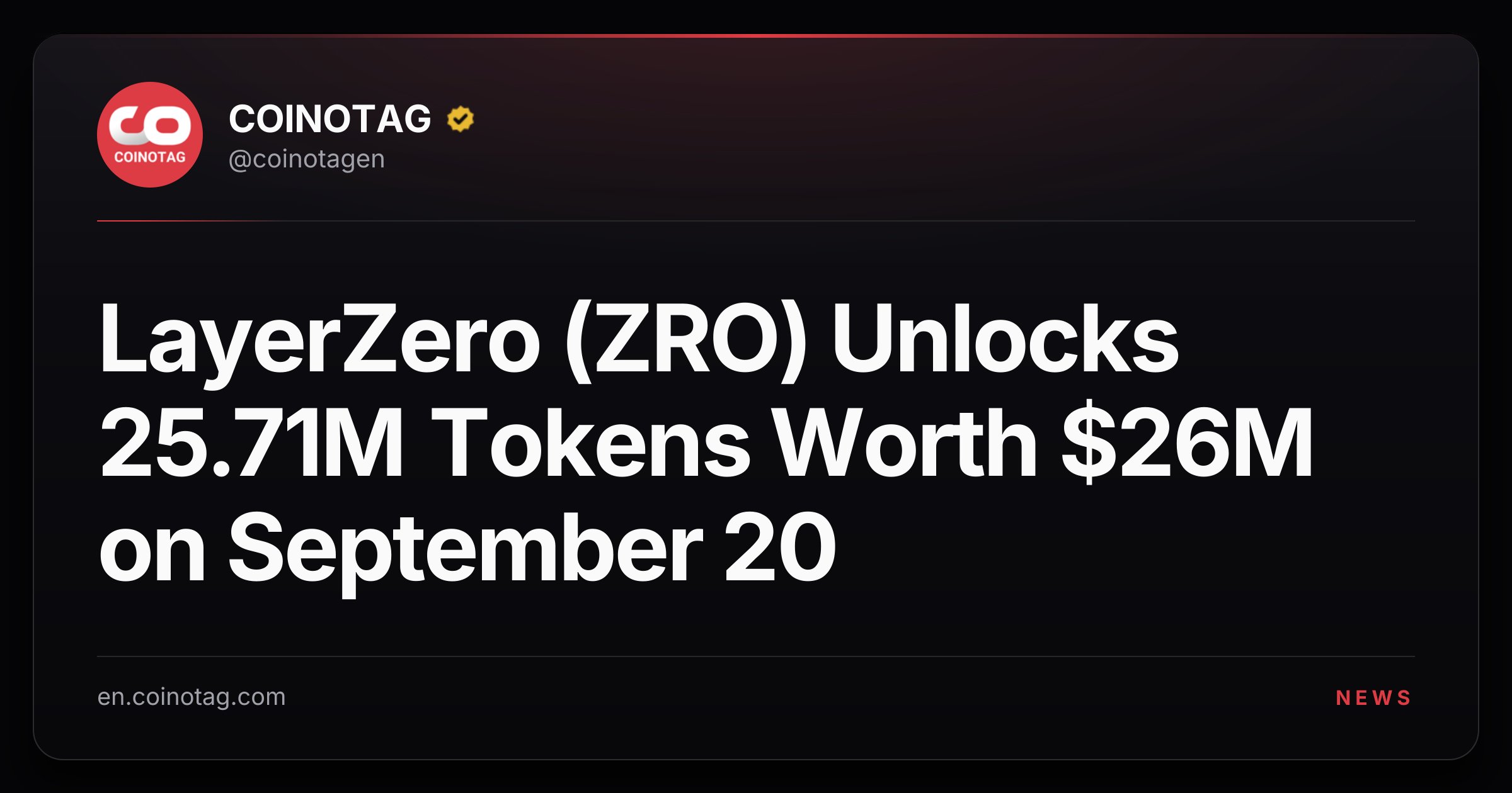 LayerZero (ZRO) Unlocks 25.71M Tokens Worth $26M on September 20