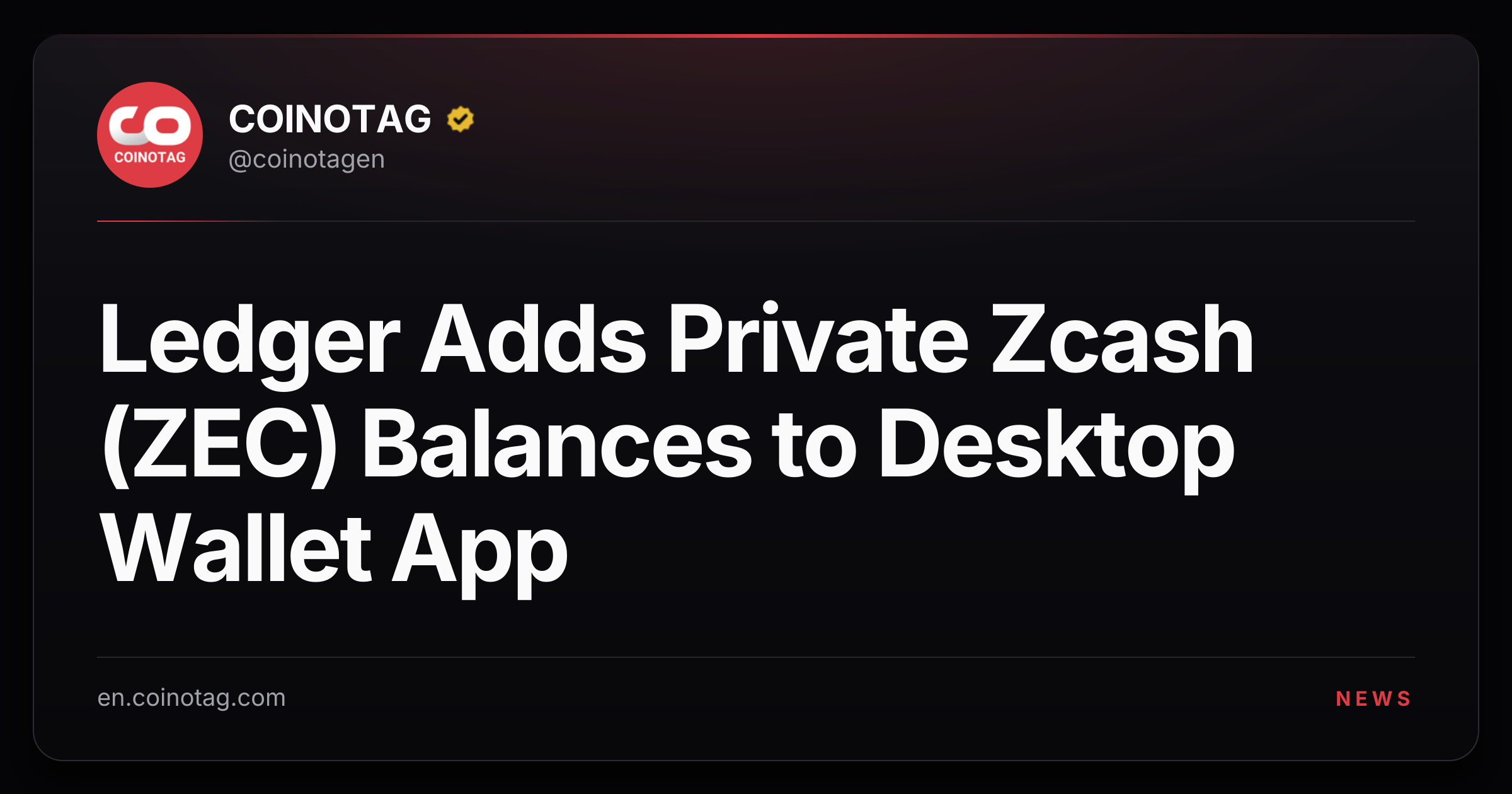 Ledger Adds Private Zcash (ZEC) Balances to Desktop Wallet App