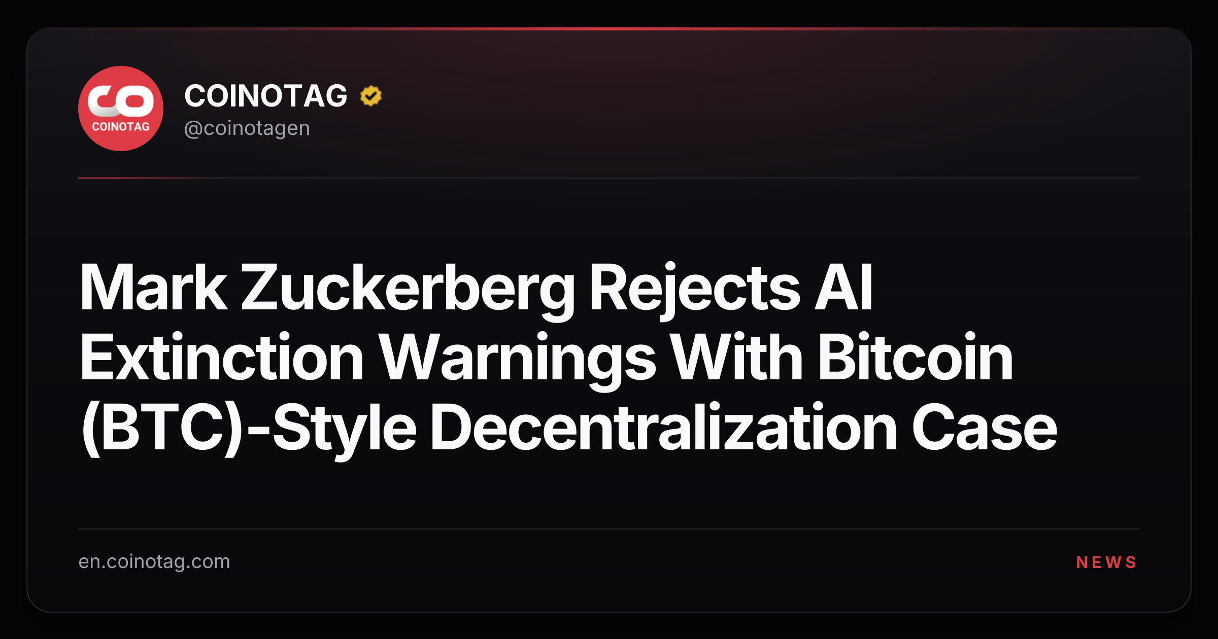 Mark Zuckerberg Rejects AI Extinction Warnings With Bitcoin (BTC)-Style Decentralization Case