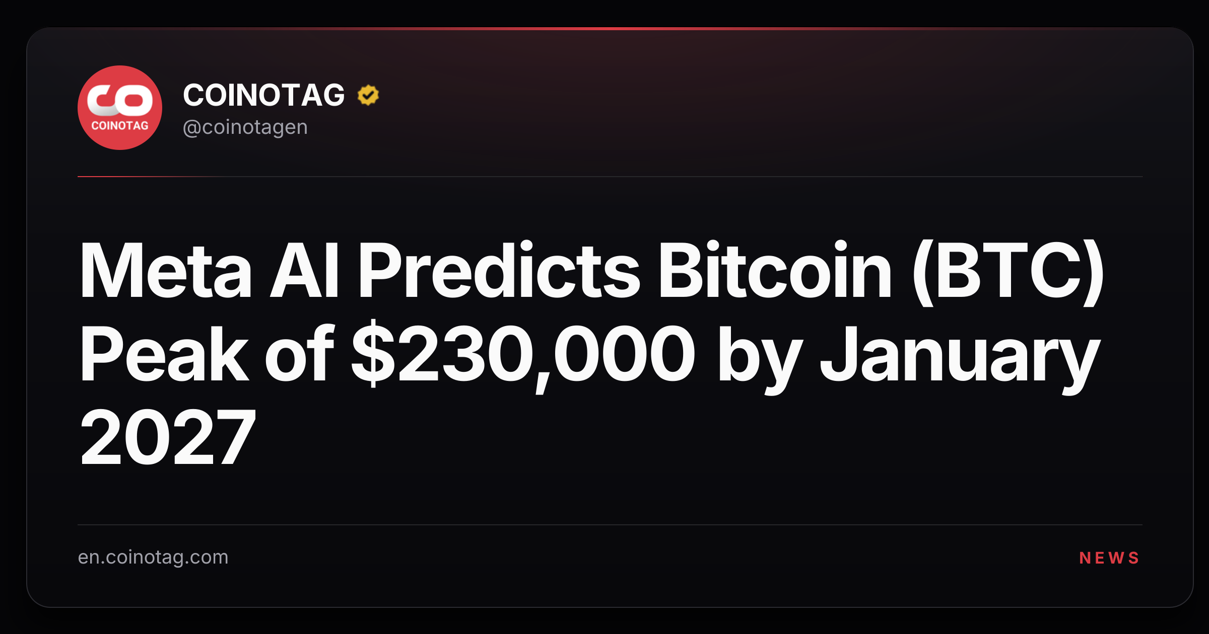 Meta AI Predicts Bitcoin (BTC) Peak of $230,000 by January 2027