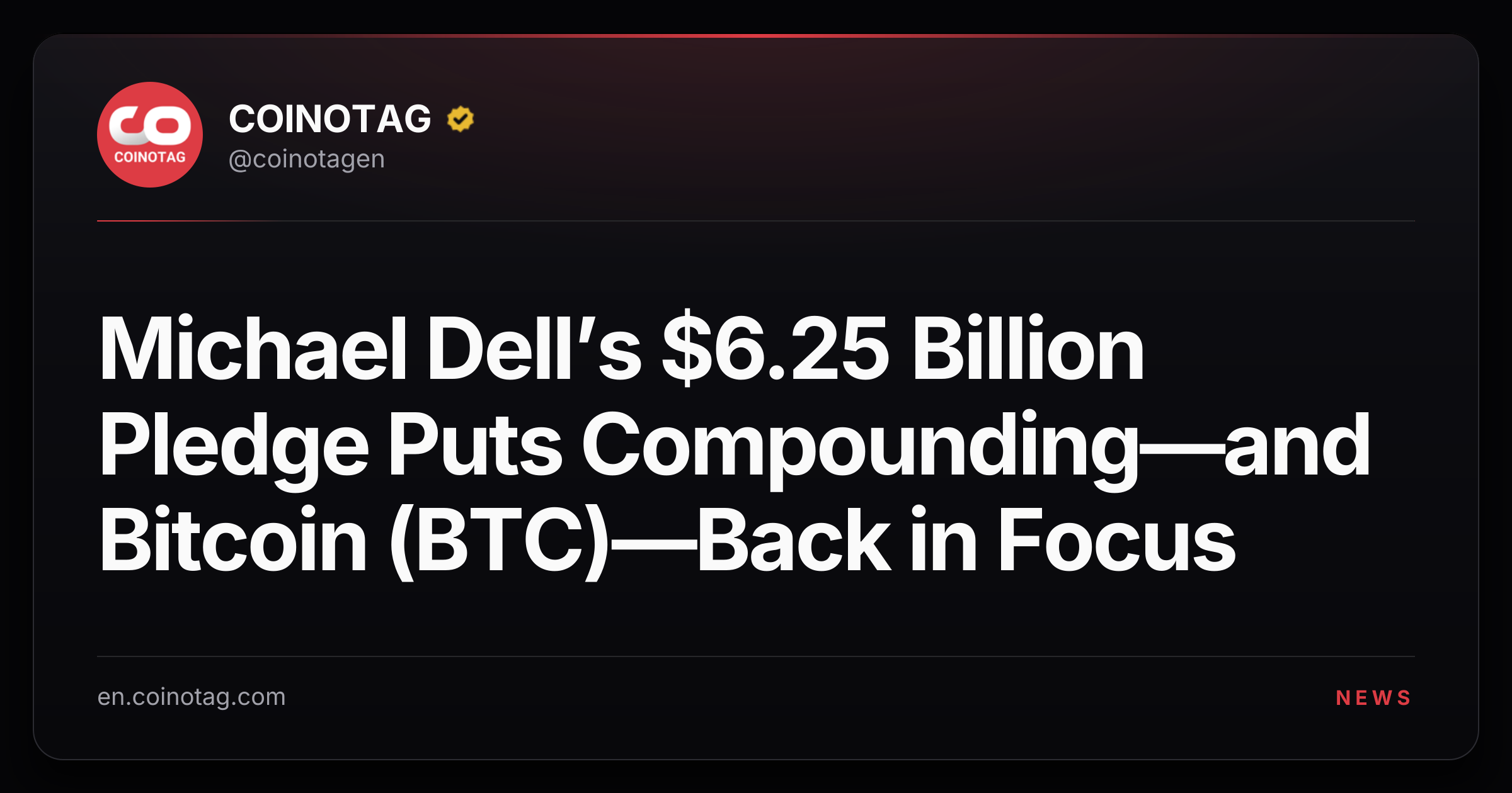 Michael Dell’s $6.25 Billion Pledge Puts Compounding—and Bitcoin (BTC)—Back in Focus