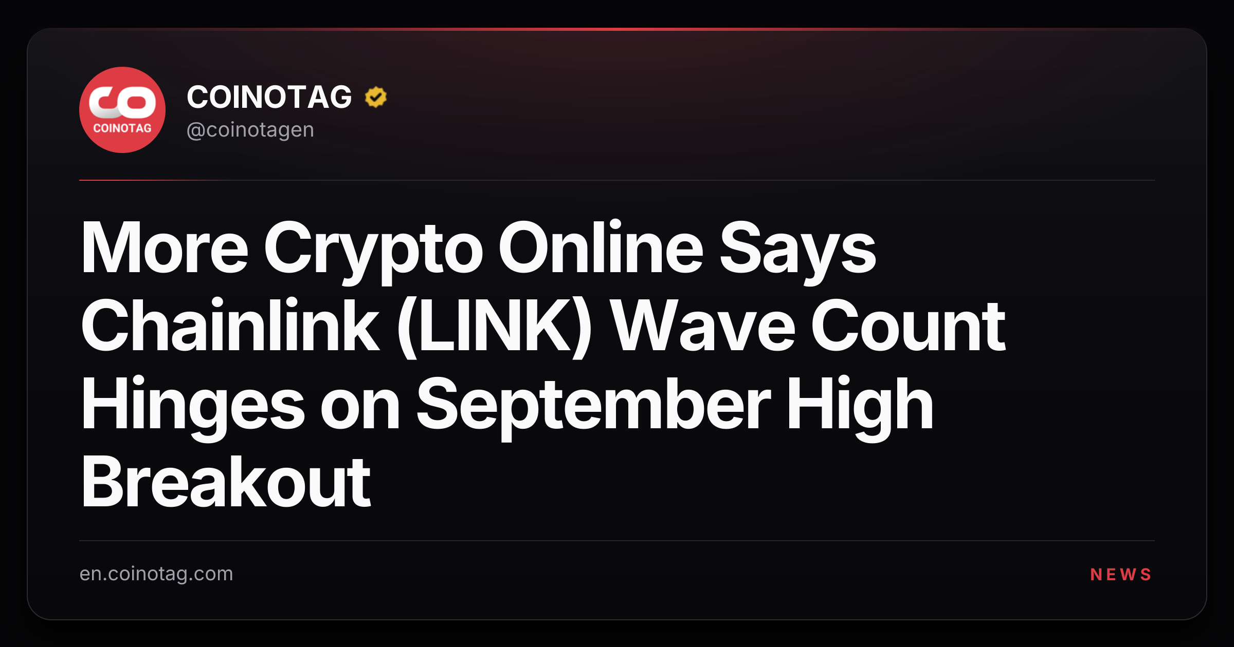 More Crypto Online Says Chainlink (LINK) Wave Count Hinges on September High Breakout