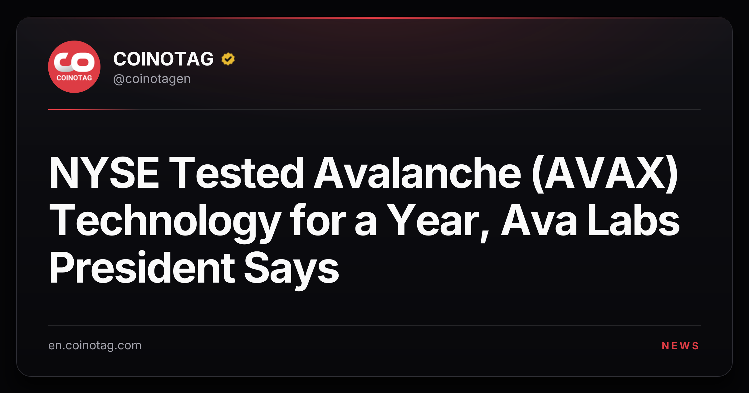 NYSE Tested Avalanche (AVAX) Technology for a Year, Ava Labs President Says