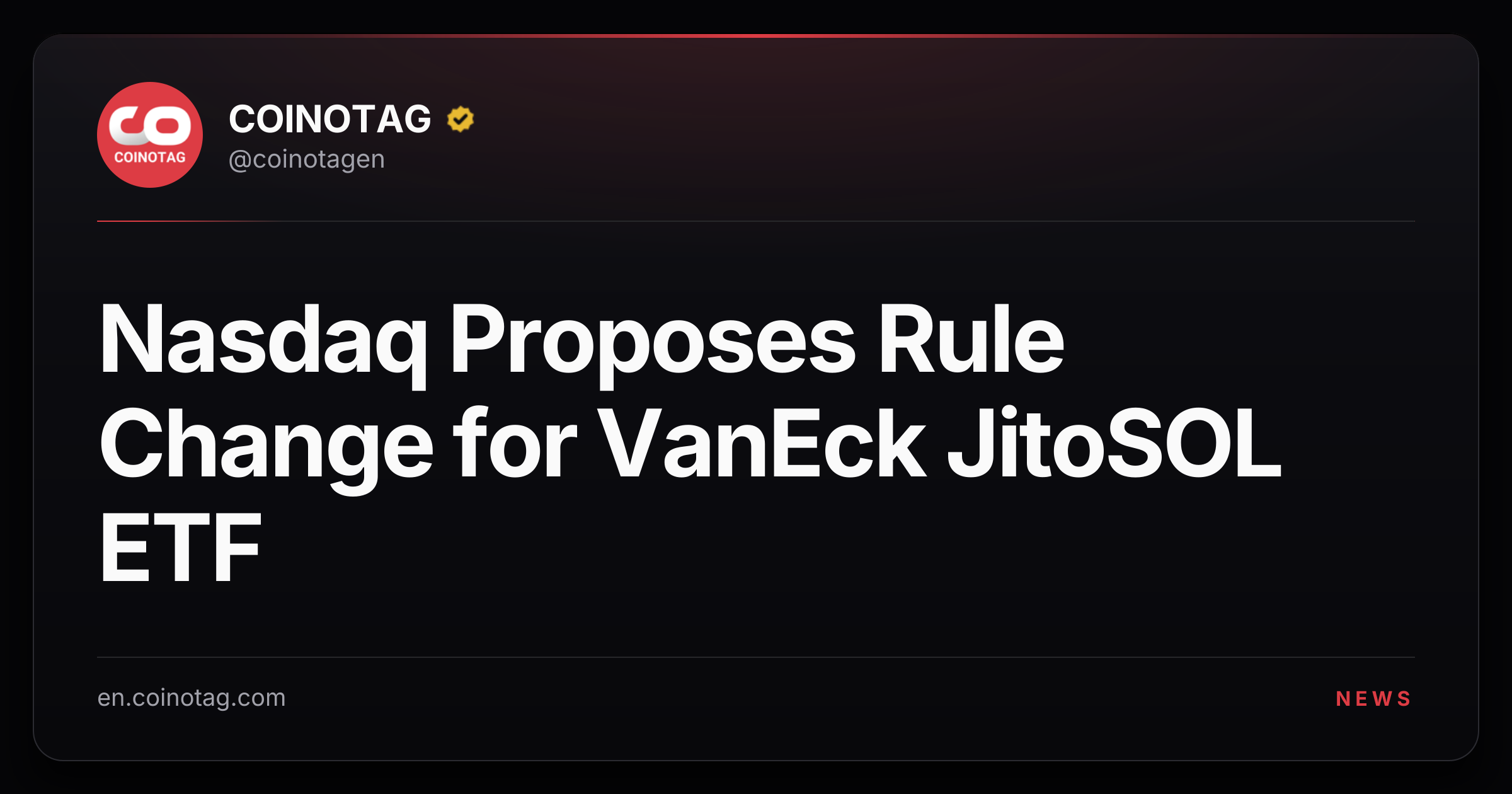 Nasdaq Proposes Rule Change for VanEck JitoSOL ETF