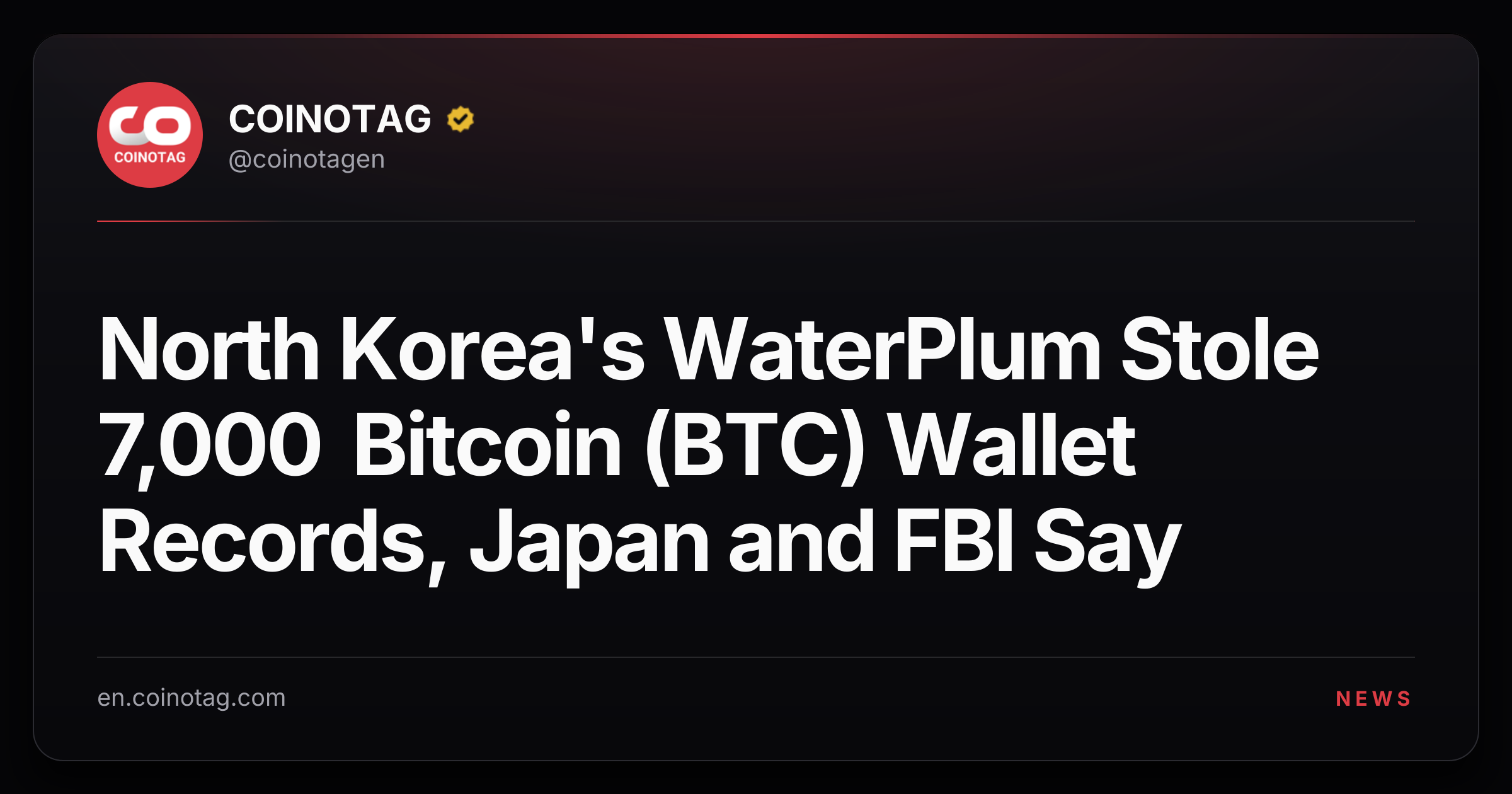 North Korea's WaterPlum Stole 7,000 Bitcoin (BTC) Wallet Records, Japan and FBI Say