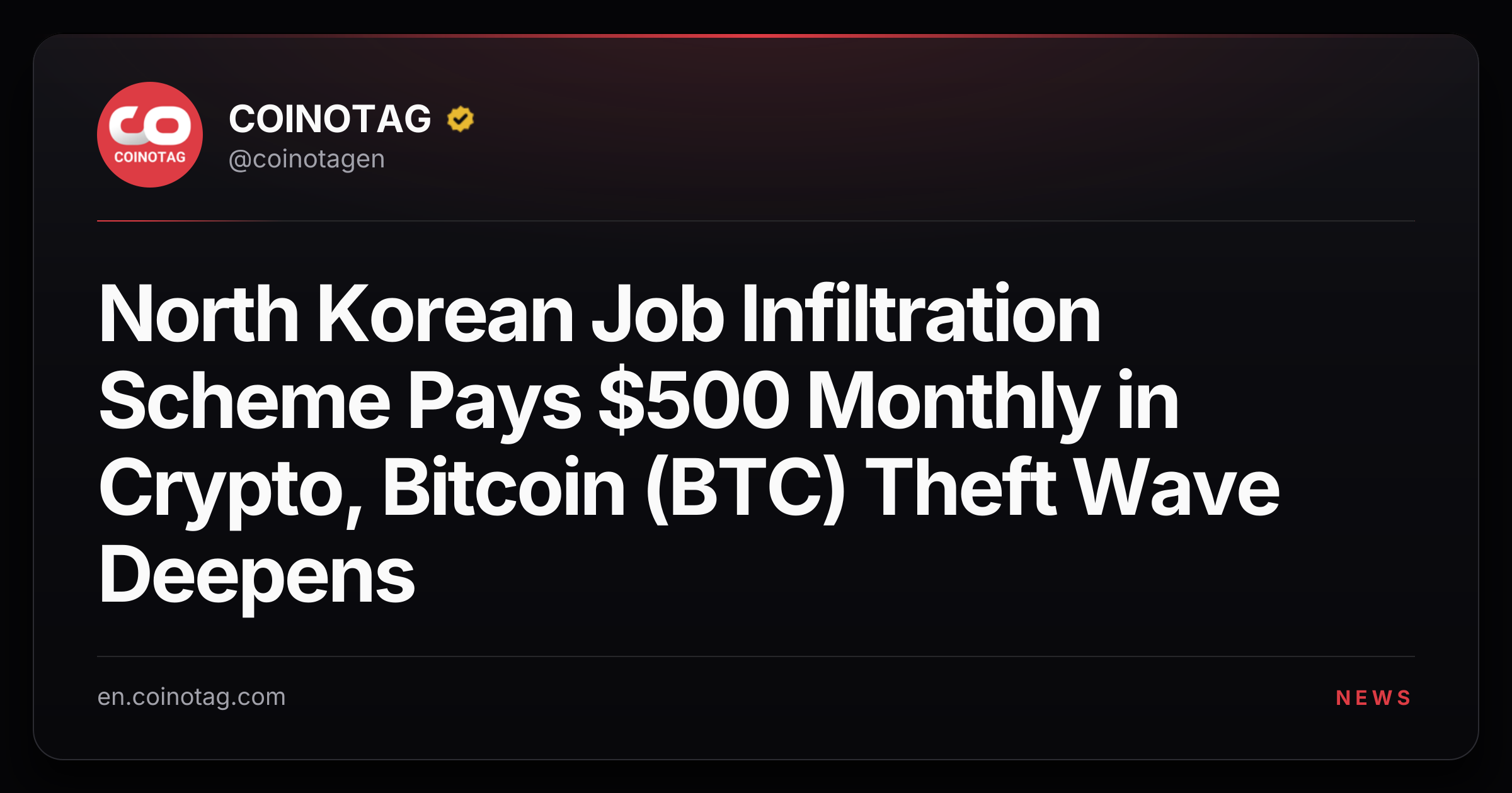 North Korean Job Infiltration Scheme Pays $500 Monthly in Crypto, Bitcoin (BTC) Theft Wave Deepens
