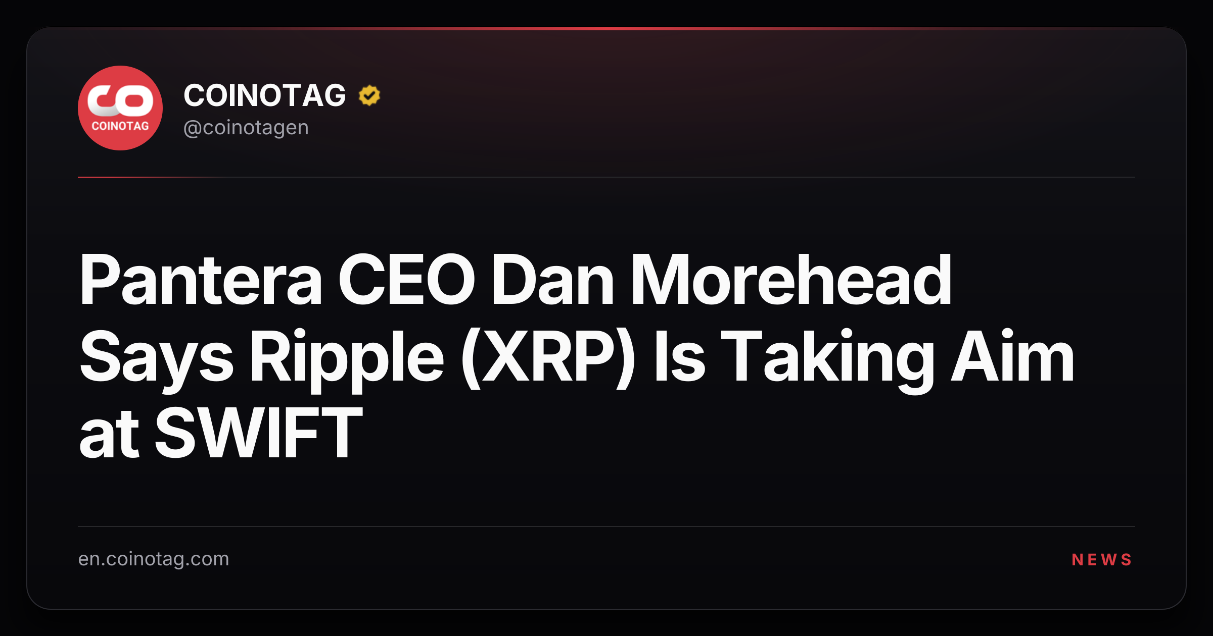 Pantera CEO Dan Morehead Says Ripple (XRP) Is Taking Aim at SWIFT