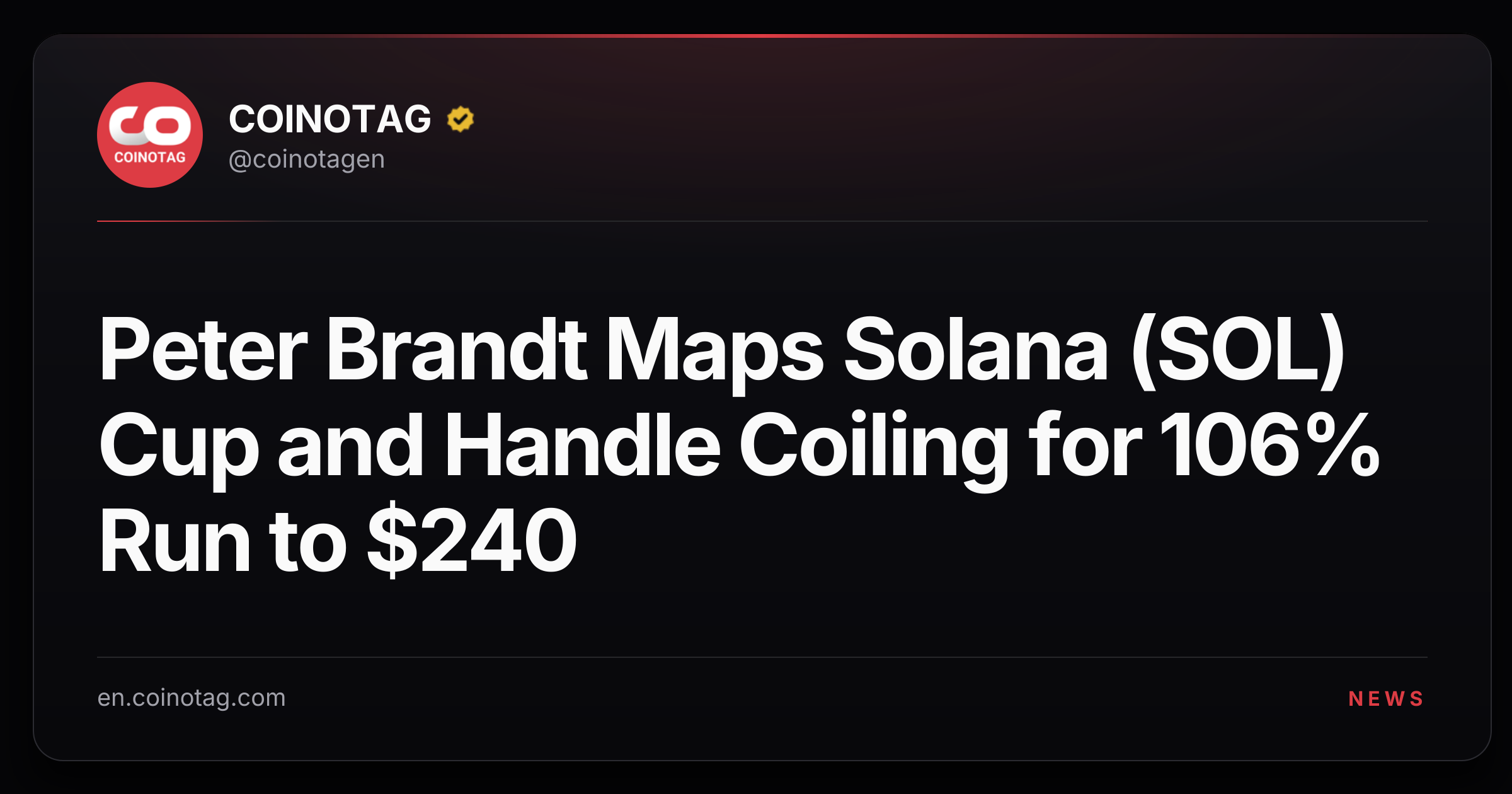 Peter Brandt Maps Solana (SOL) Cup and Handle Coiling for 106% Run to $240
