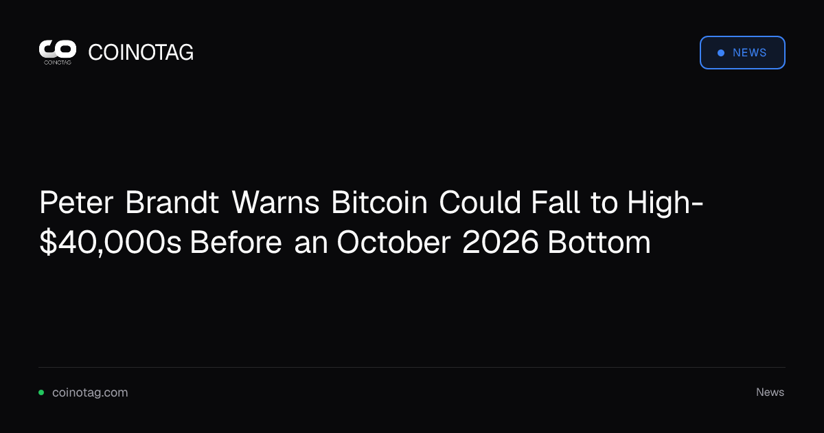 Peter Brandt Warns Bitcoin Could Fall to High-$40,000s Before an October 2026 Bottom