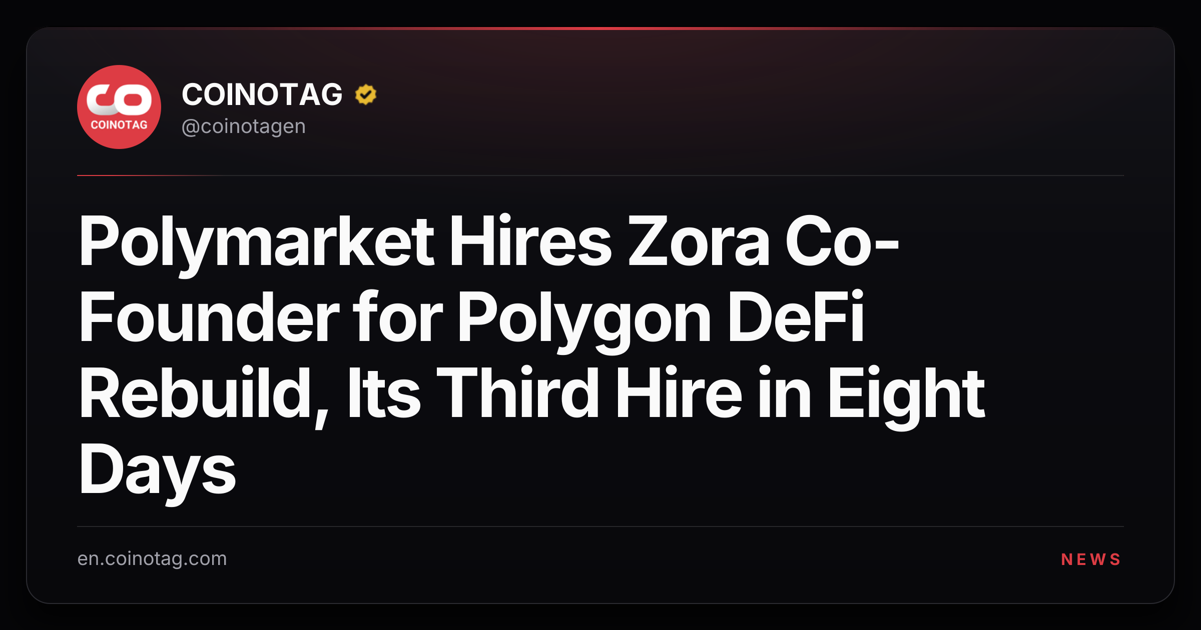 Polymarket Hires Zora Co-Founder for Polygon DeFi Rebuild, Its Third Hire in Eight Days