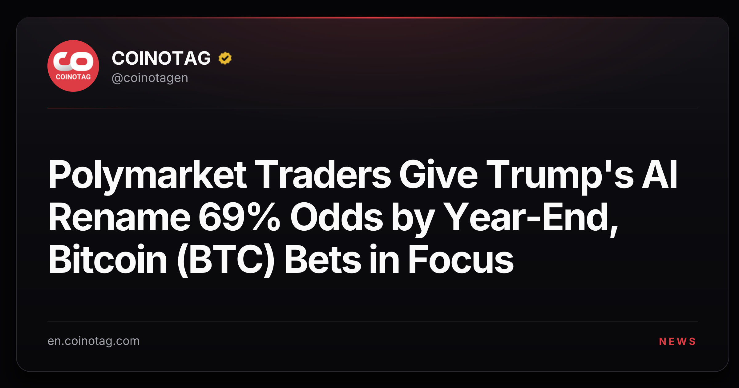 Polymarket Traders Give Trump's AI Rename 69% Odds by Year-End, Bitcoin (BTC) Bets in Focus