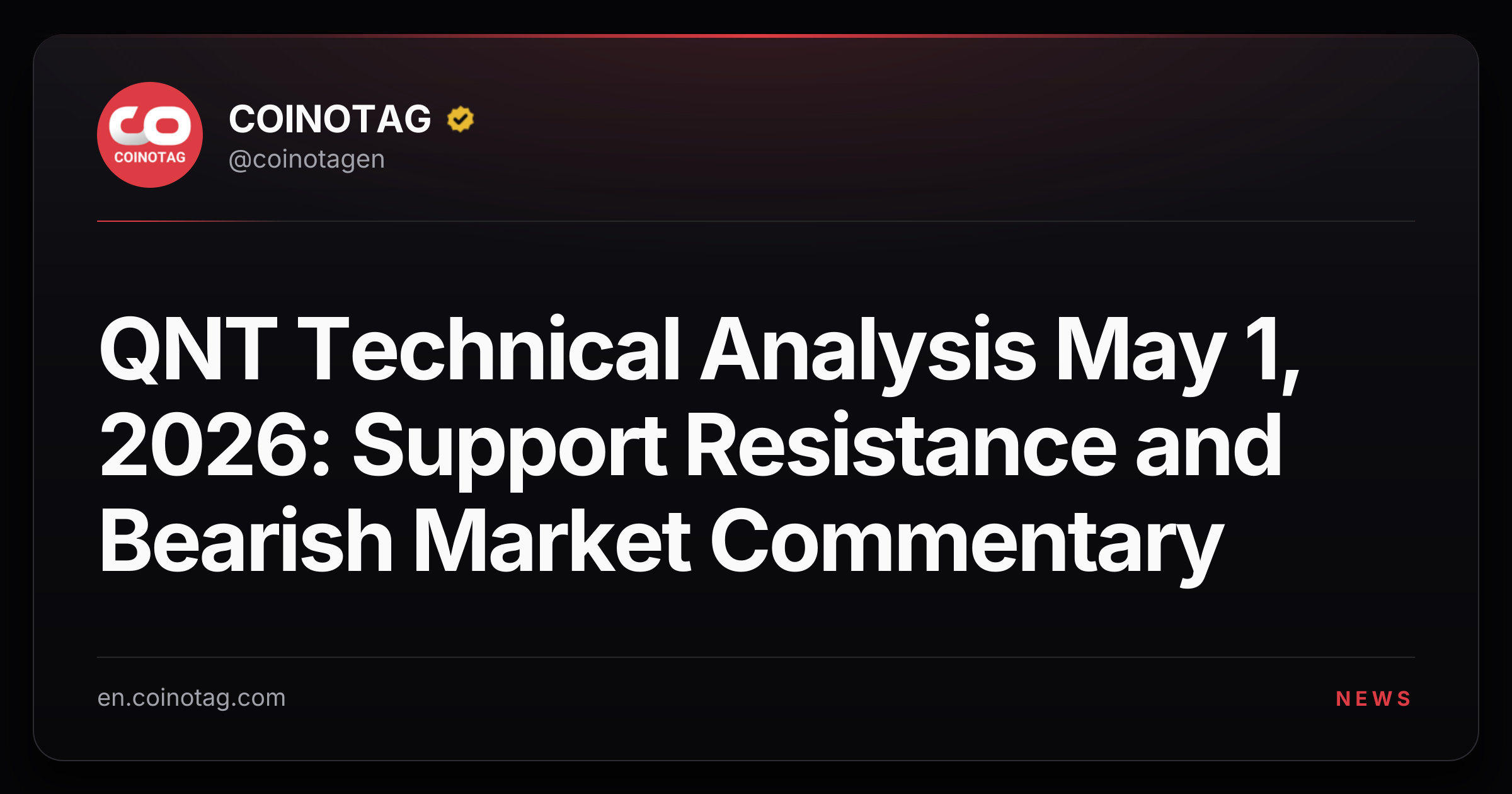 QNT Technical Analysis May 1, 2026: Support Resistance and Bearish Market Commentary