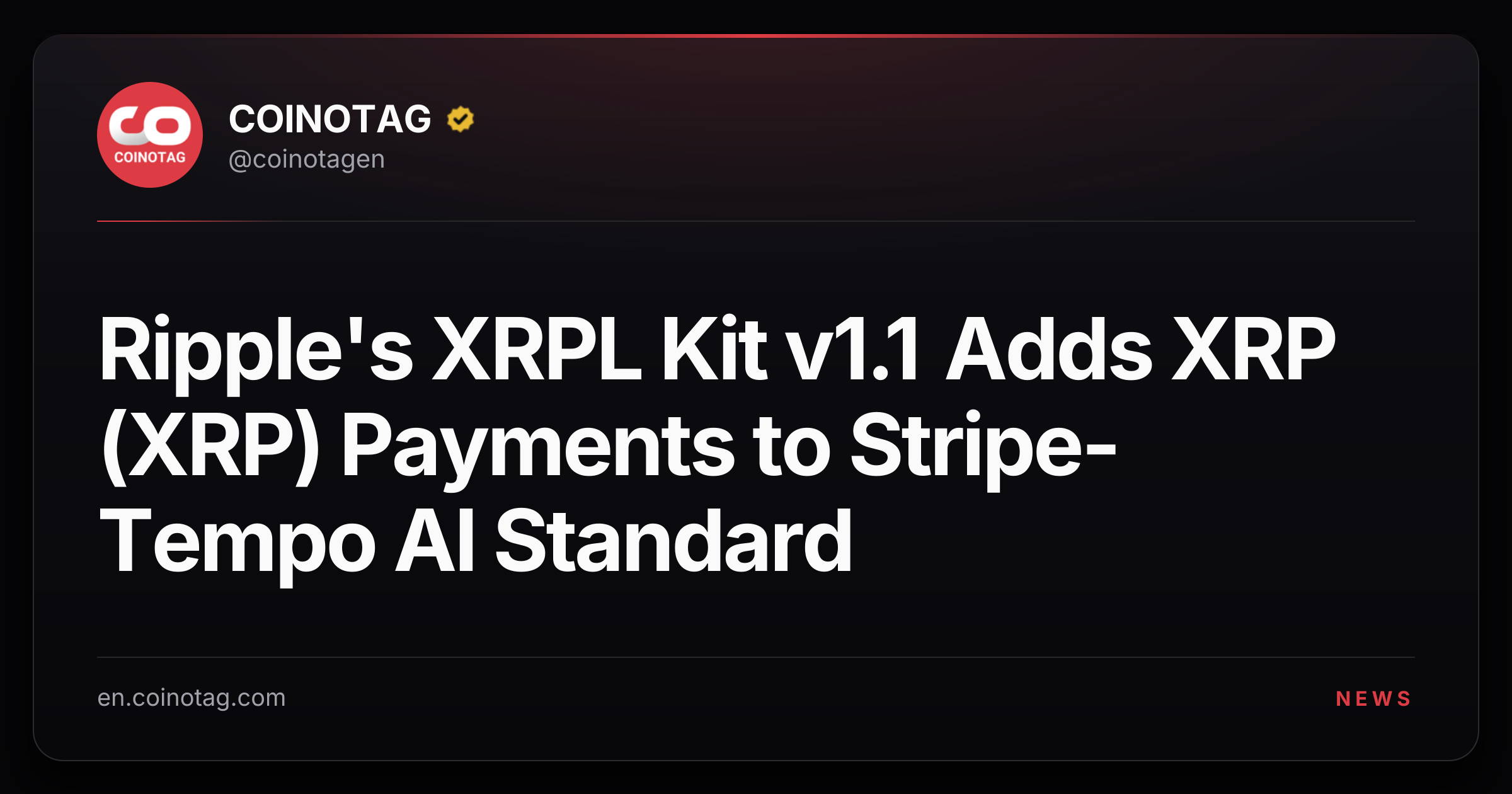 Ripple's XRPL Kit v1.1 Adds XRP (XRP) Payments to Stripe-Tempo AI Standard