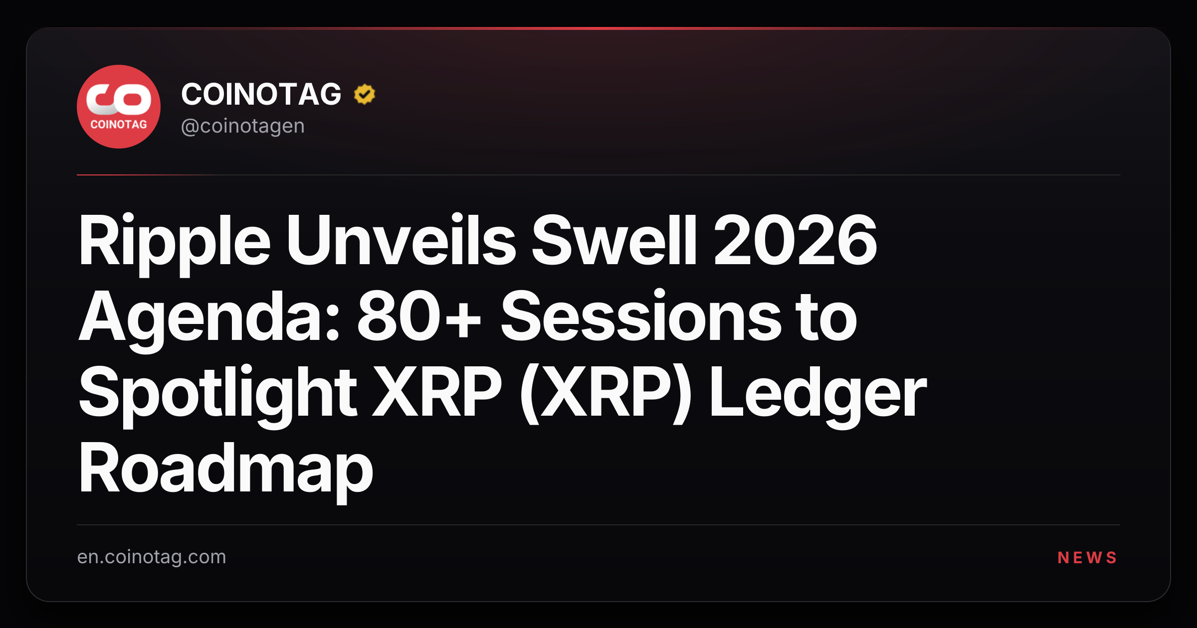 Ripple Unveils Swell 2026 Agenda: 80+ Sessions to Spotlight XRP (XRP) Ledger Roadmap