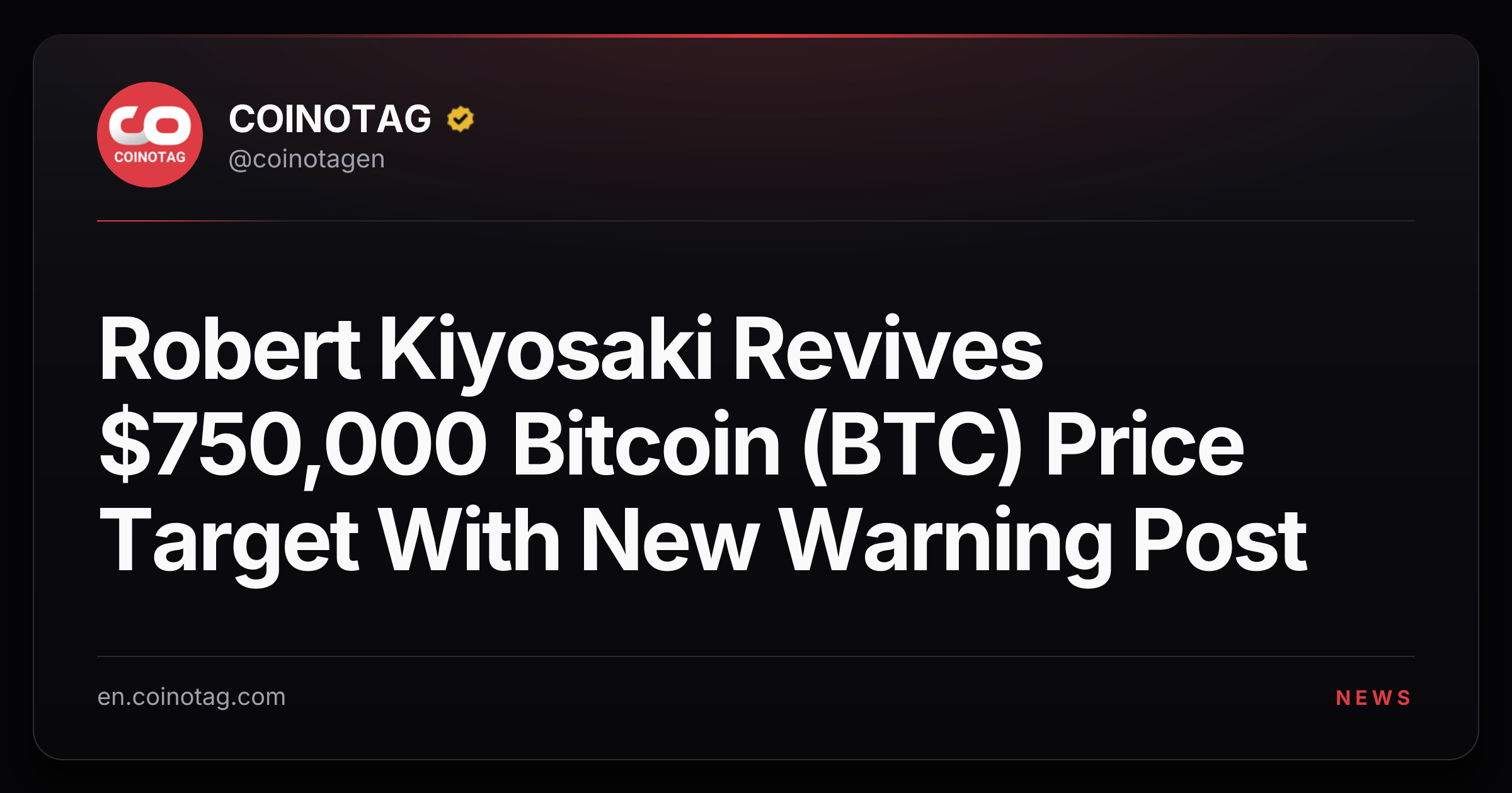 Robert Kiyosaki Revives $750,000 Bitcoin (BTC) Price Target With New Warning Post