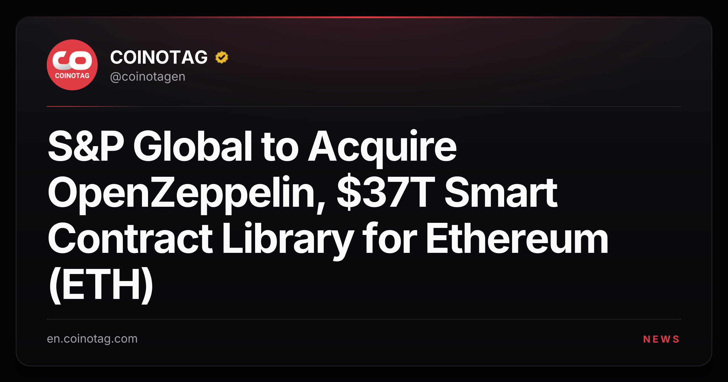 S&P Global to Acquire OpenZeppelin, $37T Smart Contract Library for Ethereum (ETH)
