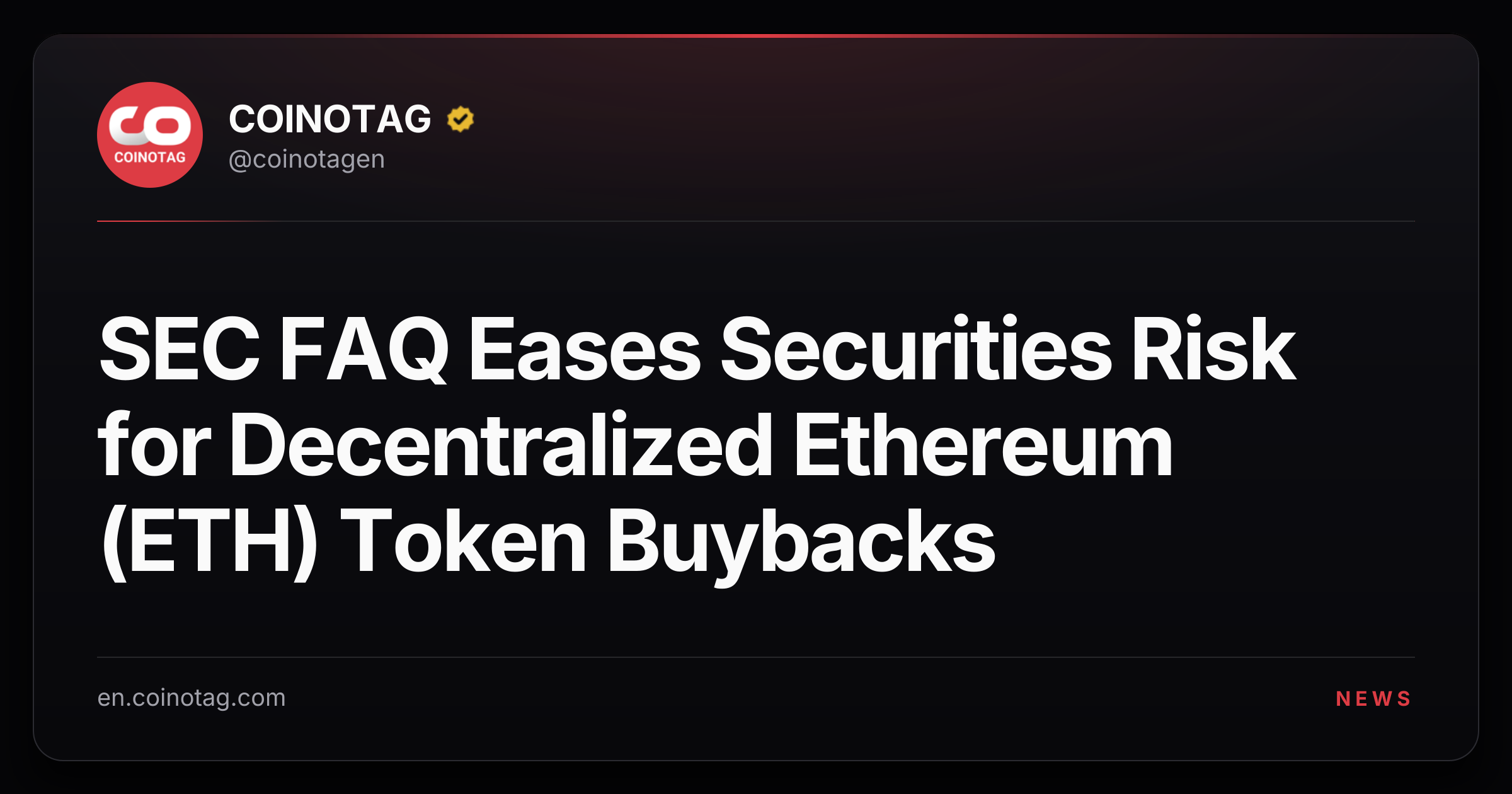 SEC FAQ Eases Securities Risk for Decentralized Ethereum (ETH) Token Buybacks