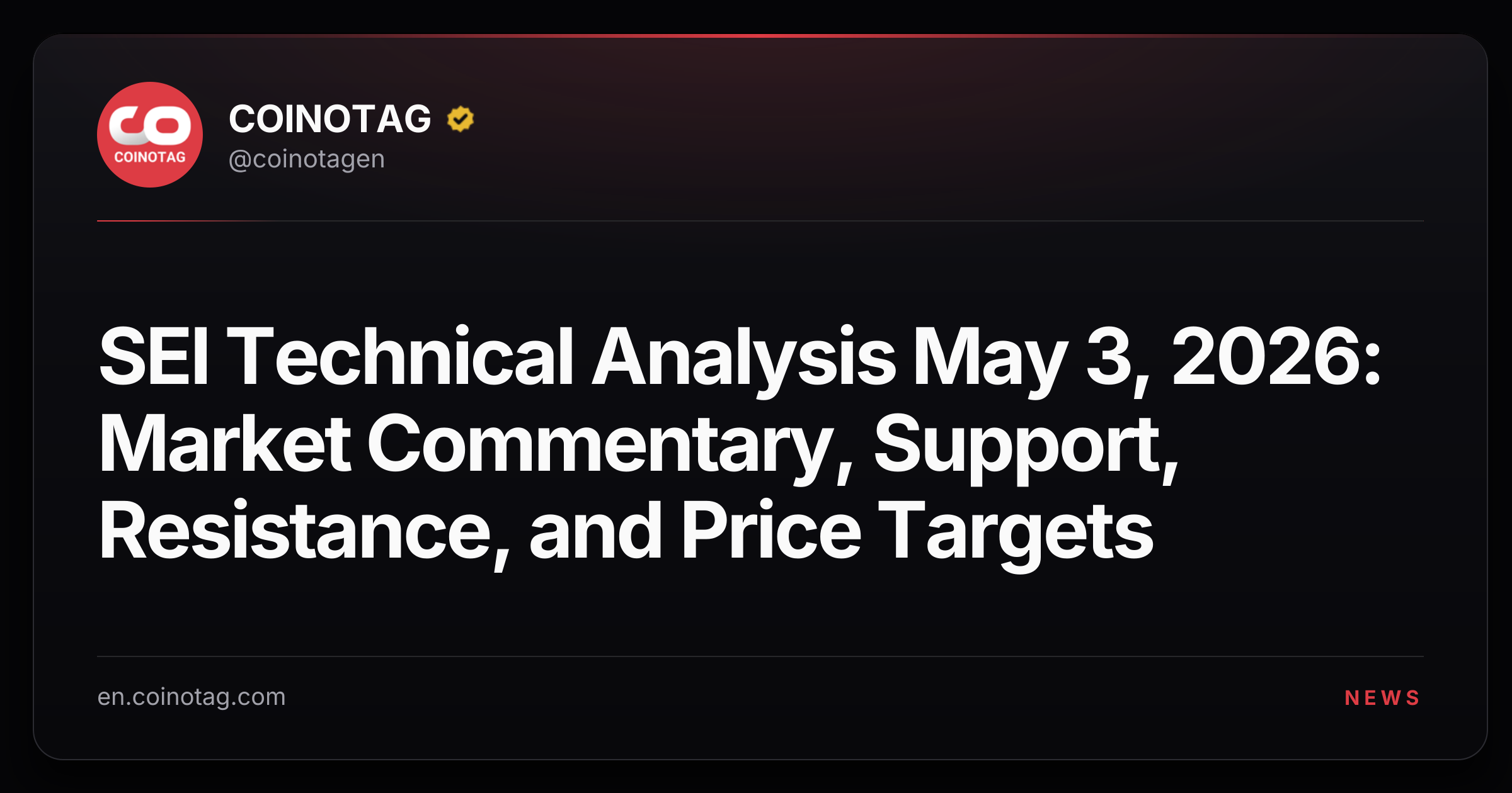 SEI Technical Analysis May 3, 2026: Market Commentary, Support, Resistance, and Price Targets