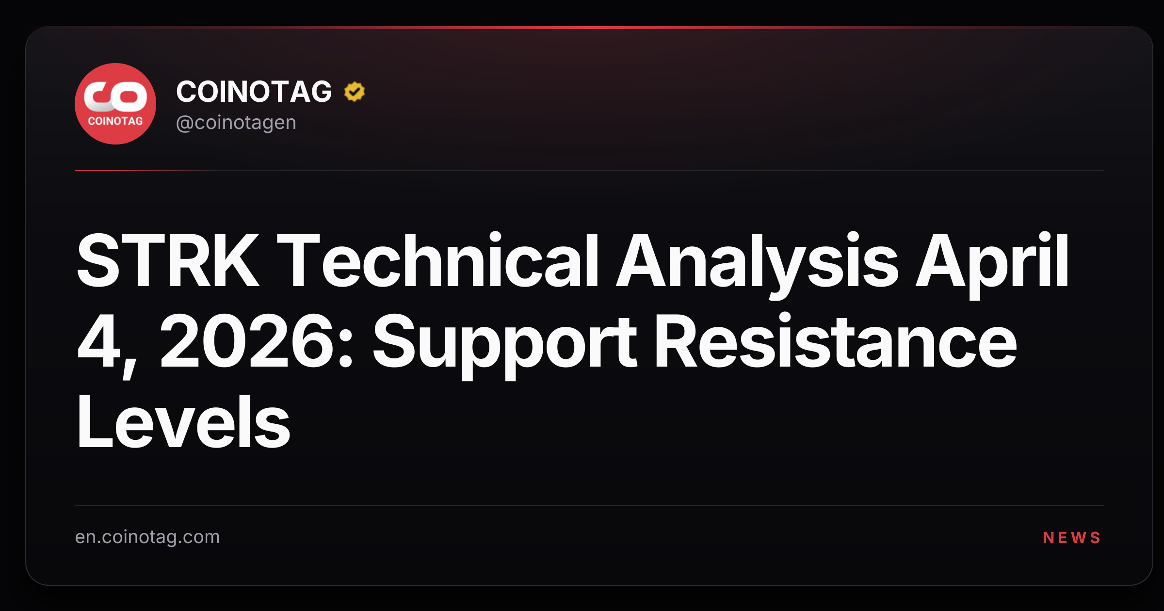 STRK Technical Analysis April 4, 2026: Support Resistance Levels