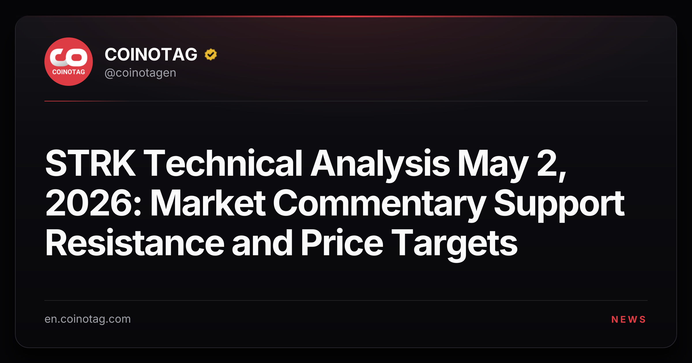 STRK Technical Analysis May 2, 2026: Market Commentary Support Resistance and Price Targets