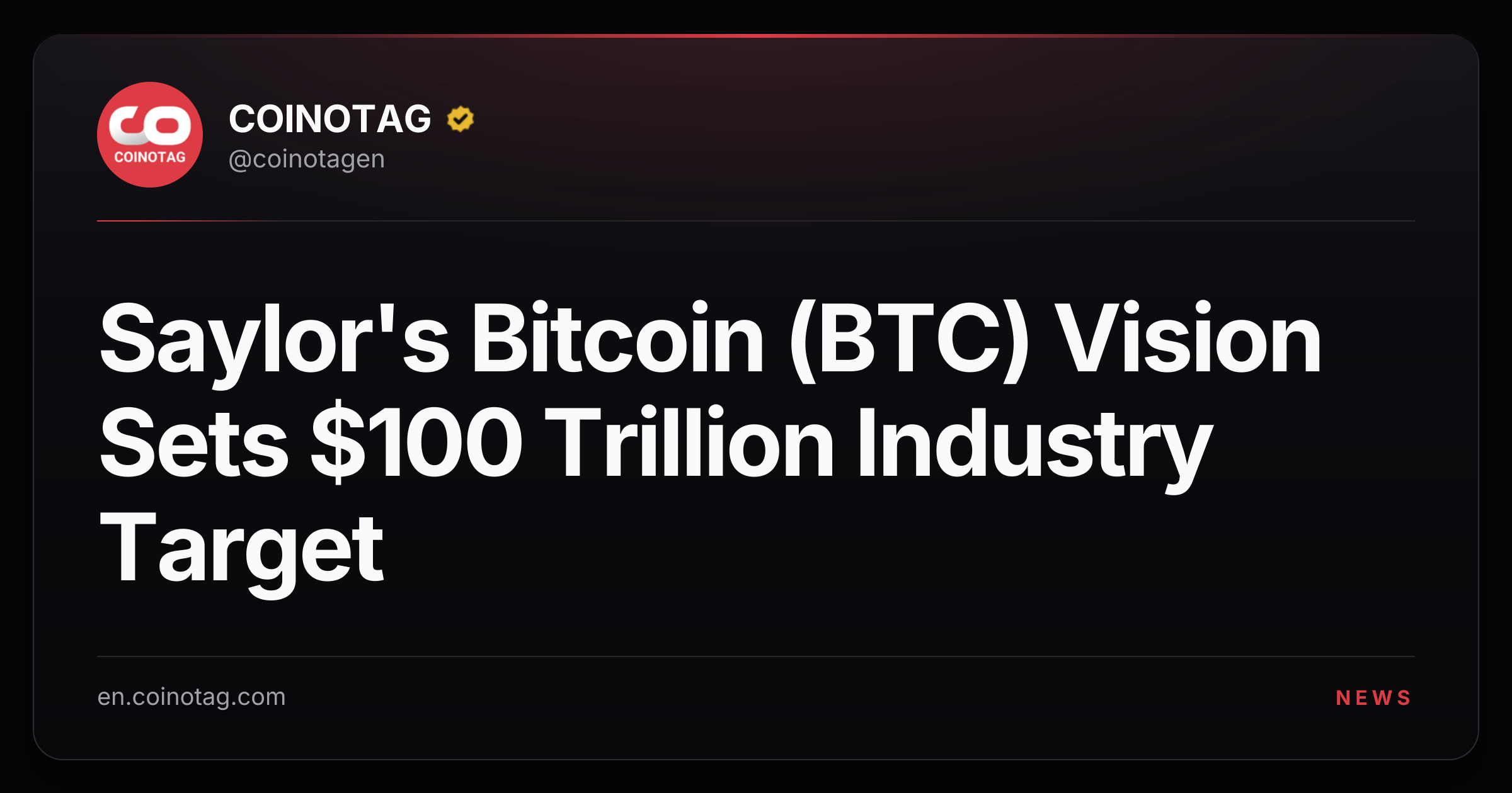 Saylor's Bitcoin (BTC) Vision Sets $100 Trillion Industry Target