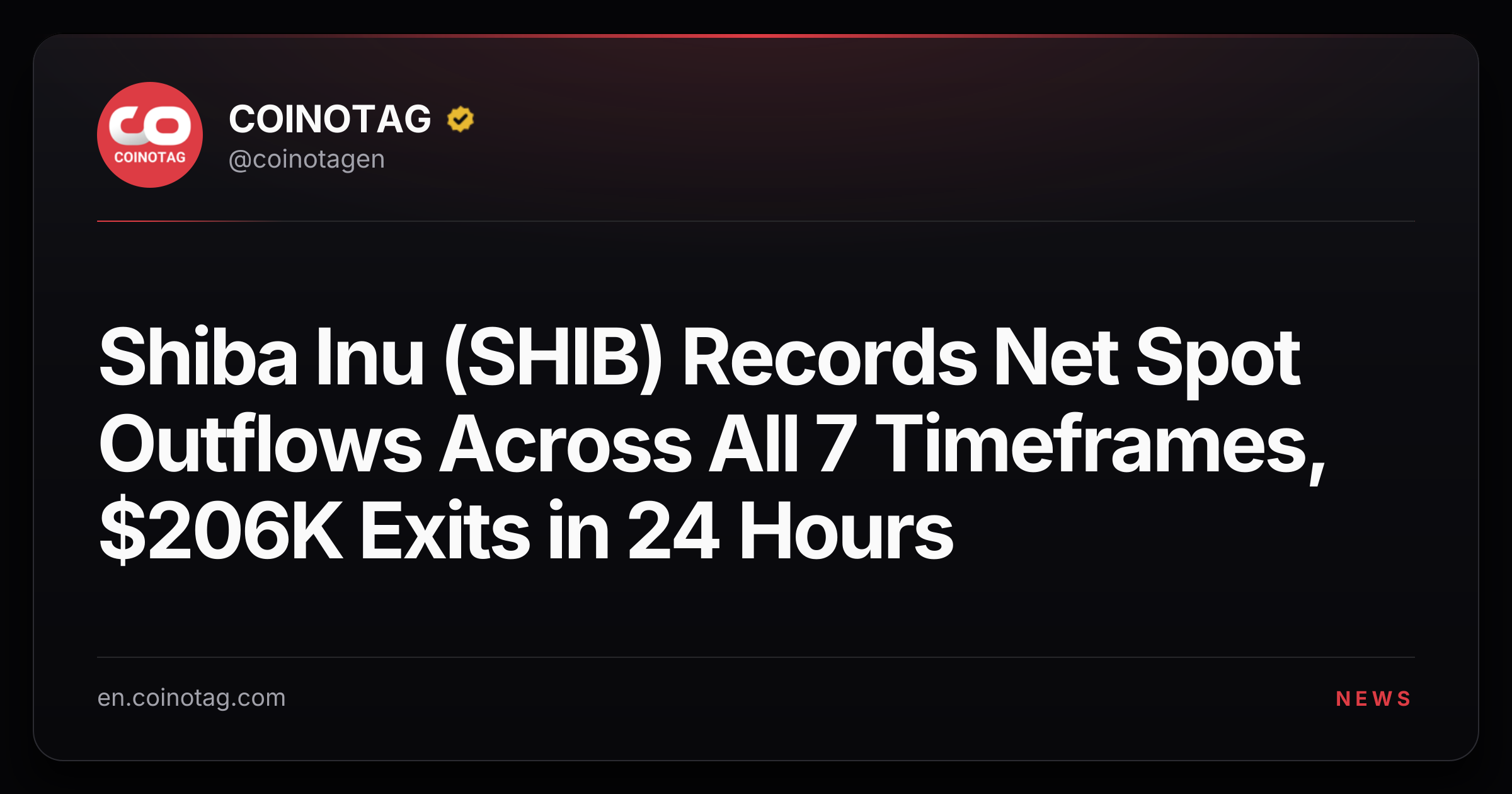 Shiba Inu (SHIB) Records Net Spot Outflows Across All 7 Timeframes, $206K Exits in 24 Hours
