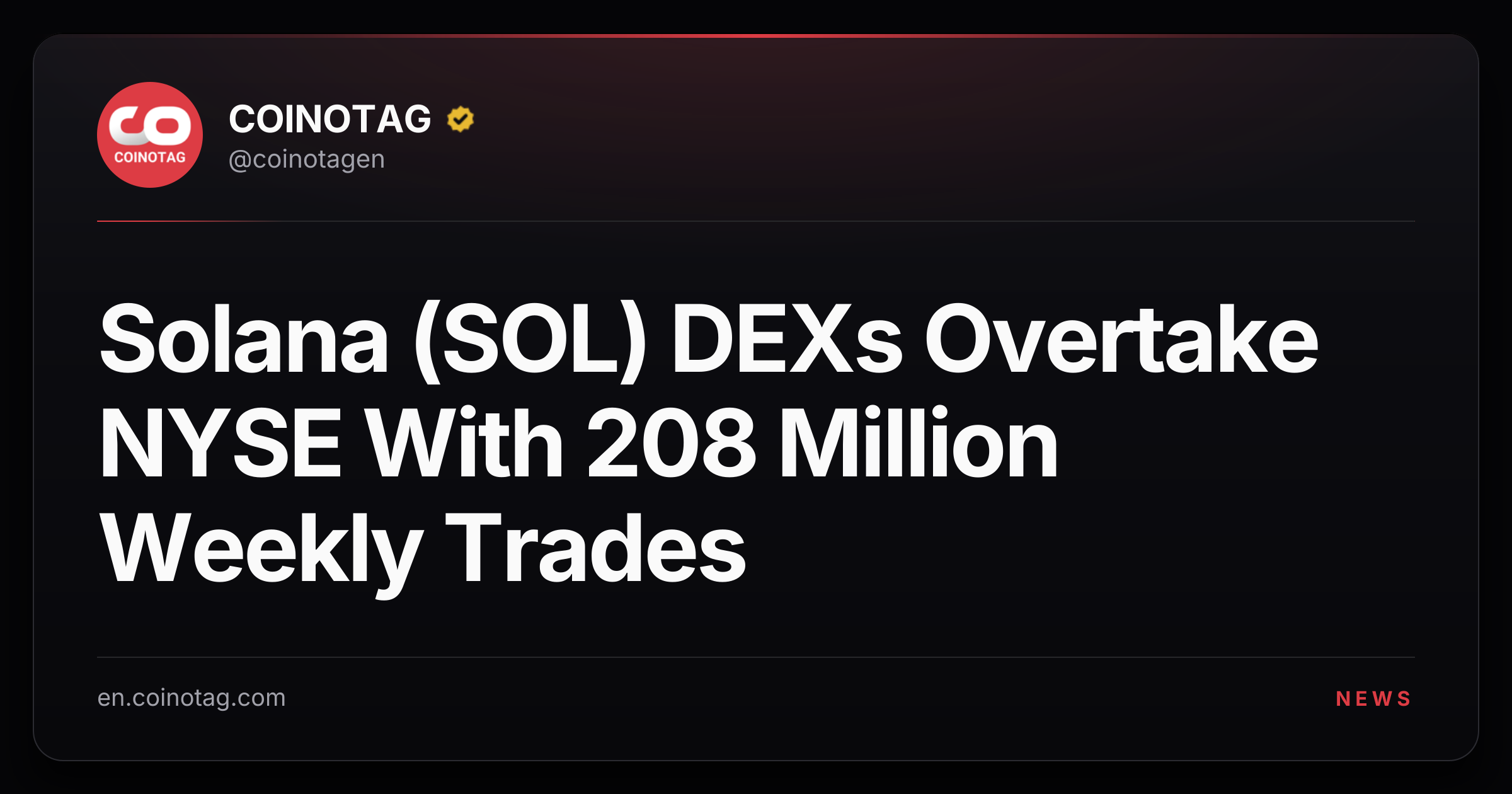 Solana (SOL) DEXs Overtake NYSE With 208 Million Weekly Trades