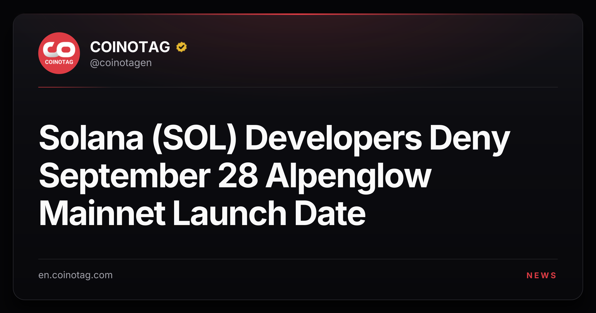 Solana (SOL) Developers Deny September 28 Alpenglow Mainnet Launch Date