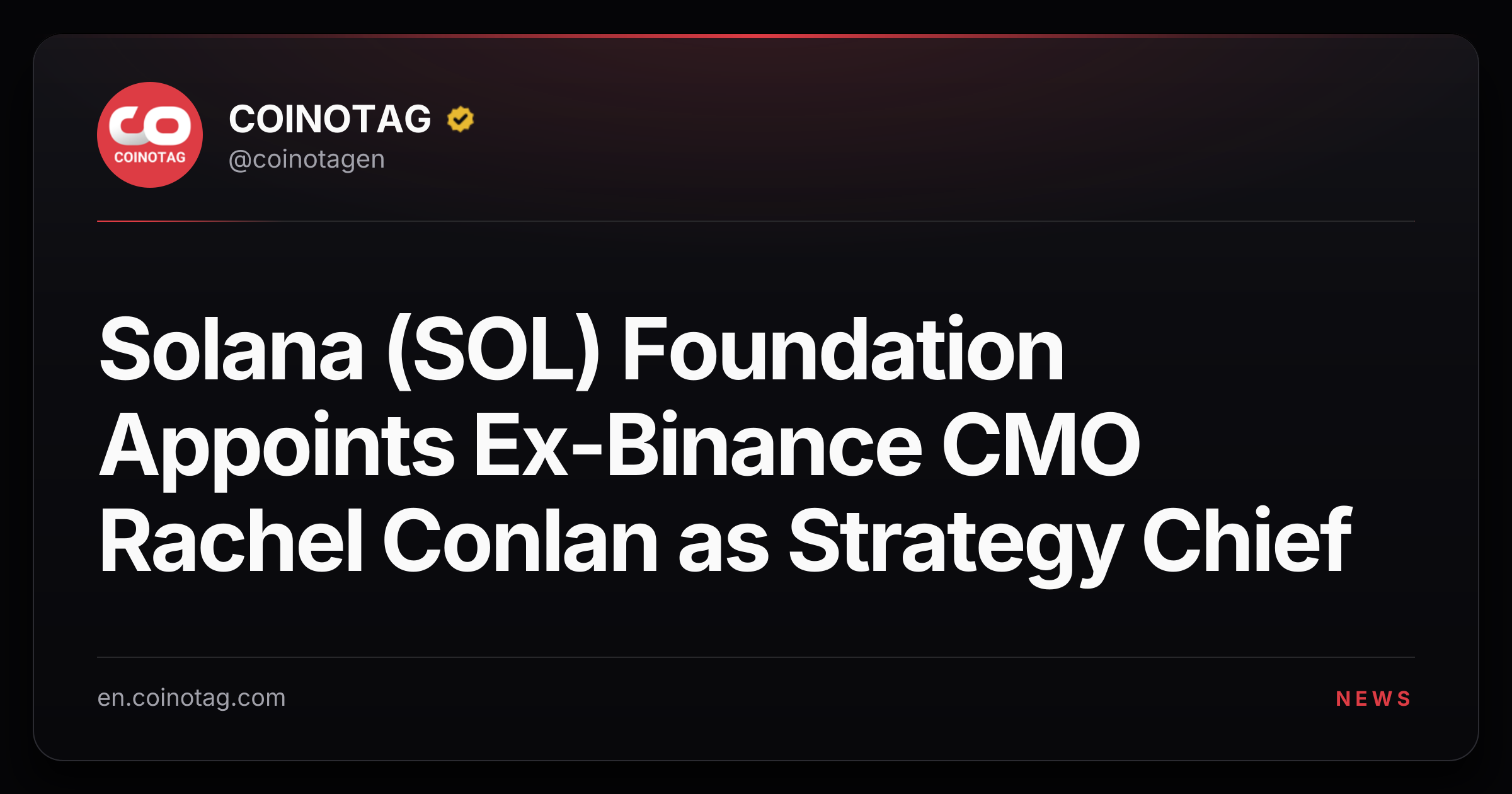 Solana (SOL) Foundation Appoints Ex-Binance CMO Rachel Conlan as Strategy Chief