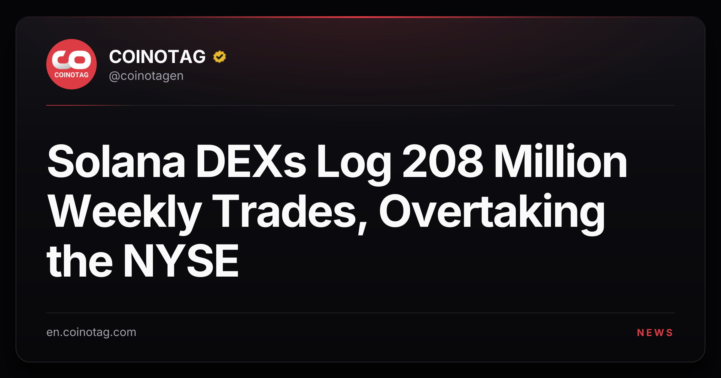 Solana DEXs Log 208 Million Weekly Trades, Overtaking the NYSE