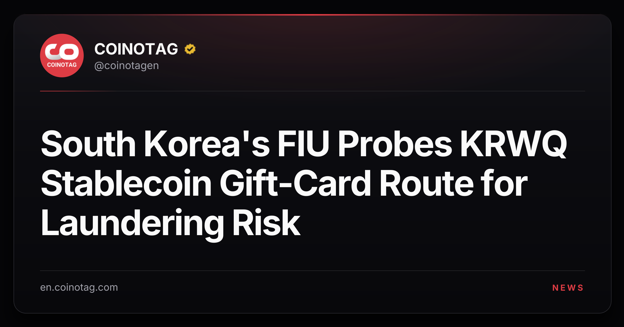 South Korea's FIU Probes KRWQ Stablecoin Gift-Card Route for Laundering Risk