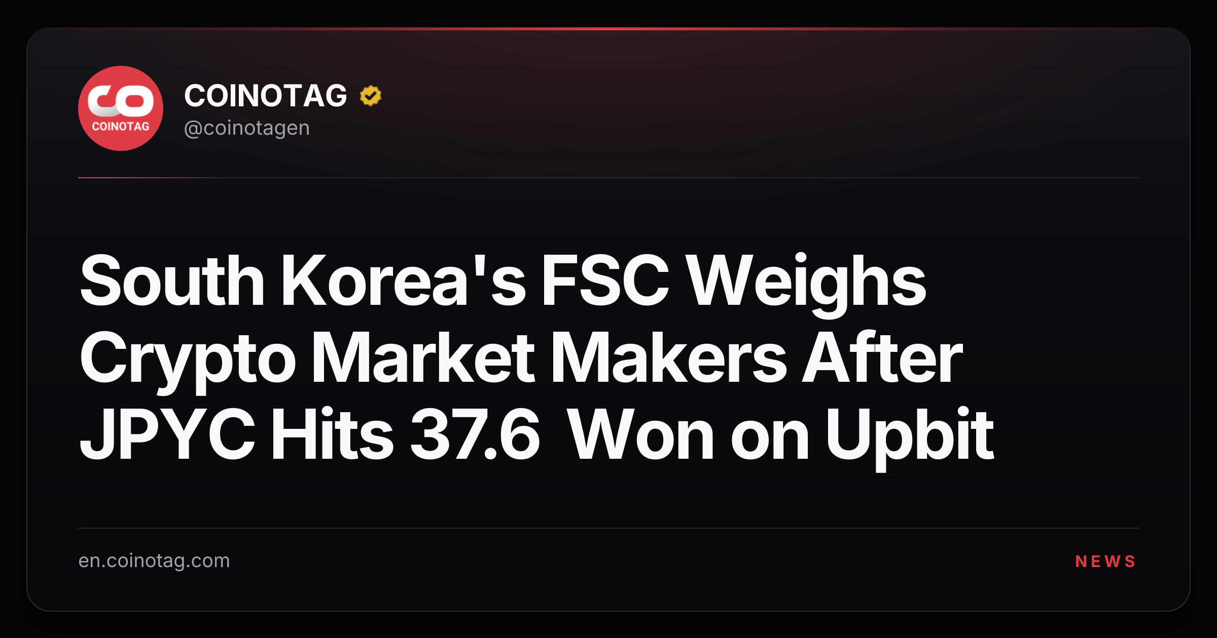 South Korea's FSC Weighs Crypto Market Makers After JPYC Hits 37.6 Won on Upbit