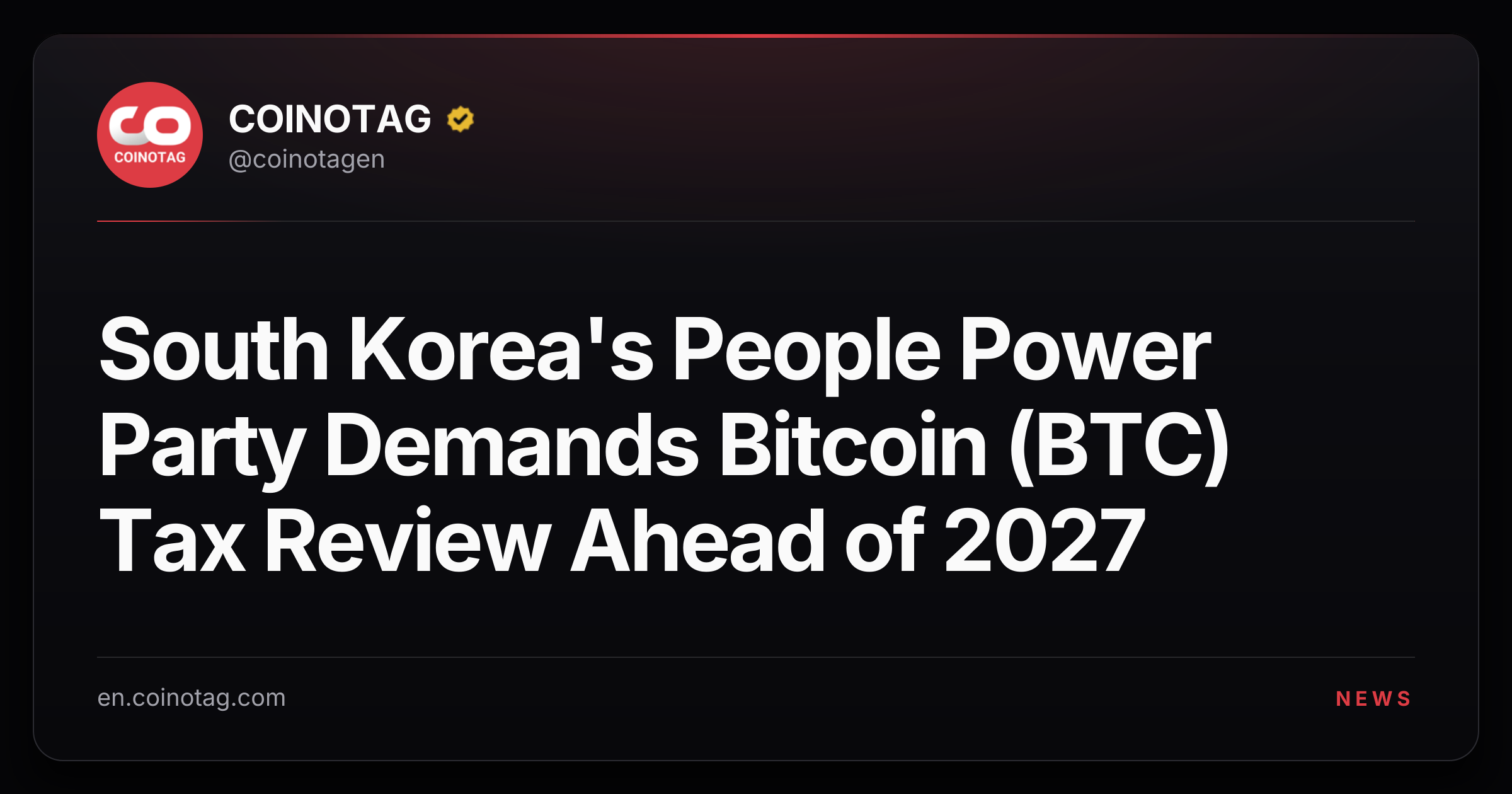 South Korea's People Power Party Demands Bitcoin (BTC) Tax Review Ahead of 2027