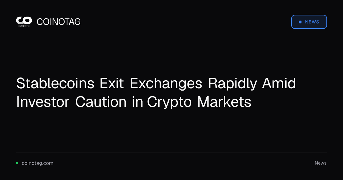 Stablecoins Exit Exchanges Rapidly Amid Investor Caution in Crypto Markets