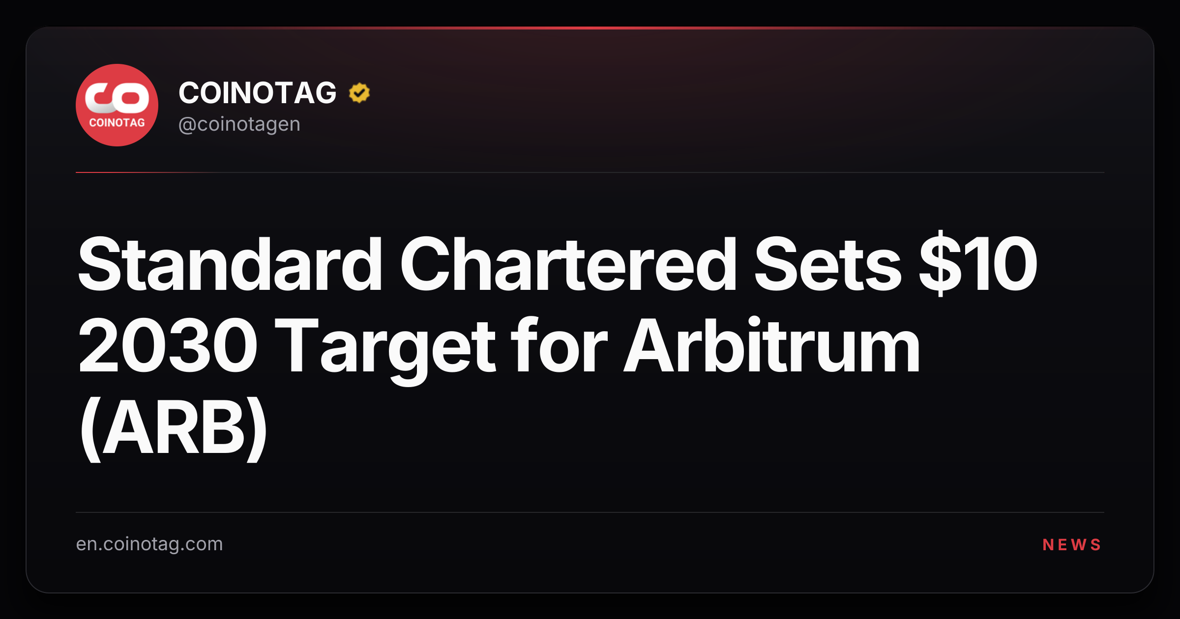 Standard Chartered Sets $10 2030 Target for Arbitrum (ARB)