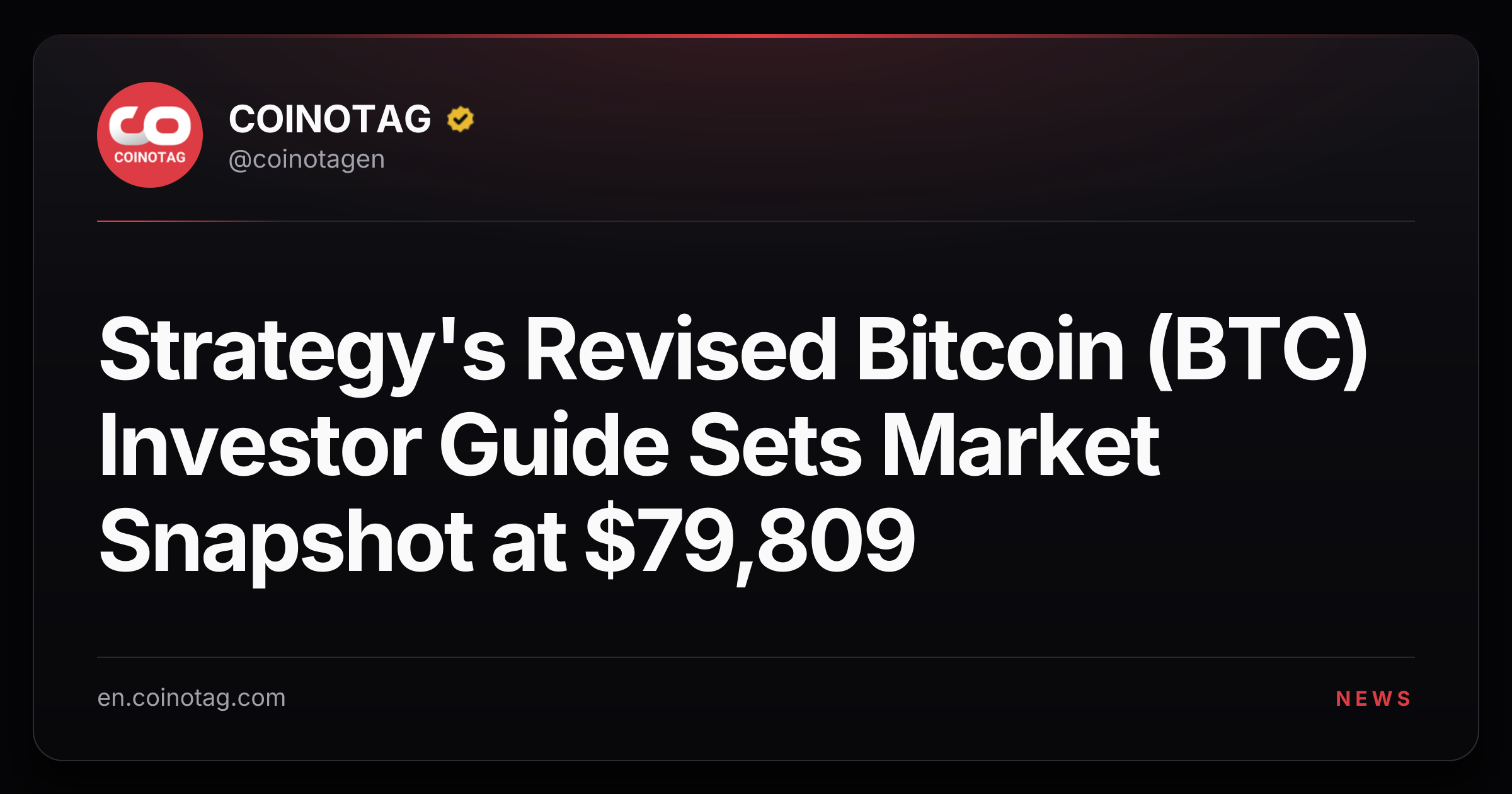 Strategy's Revised Bitcoin (BTC) Investor Guide Sets Market Snapshot at $79,809