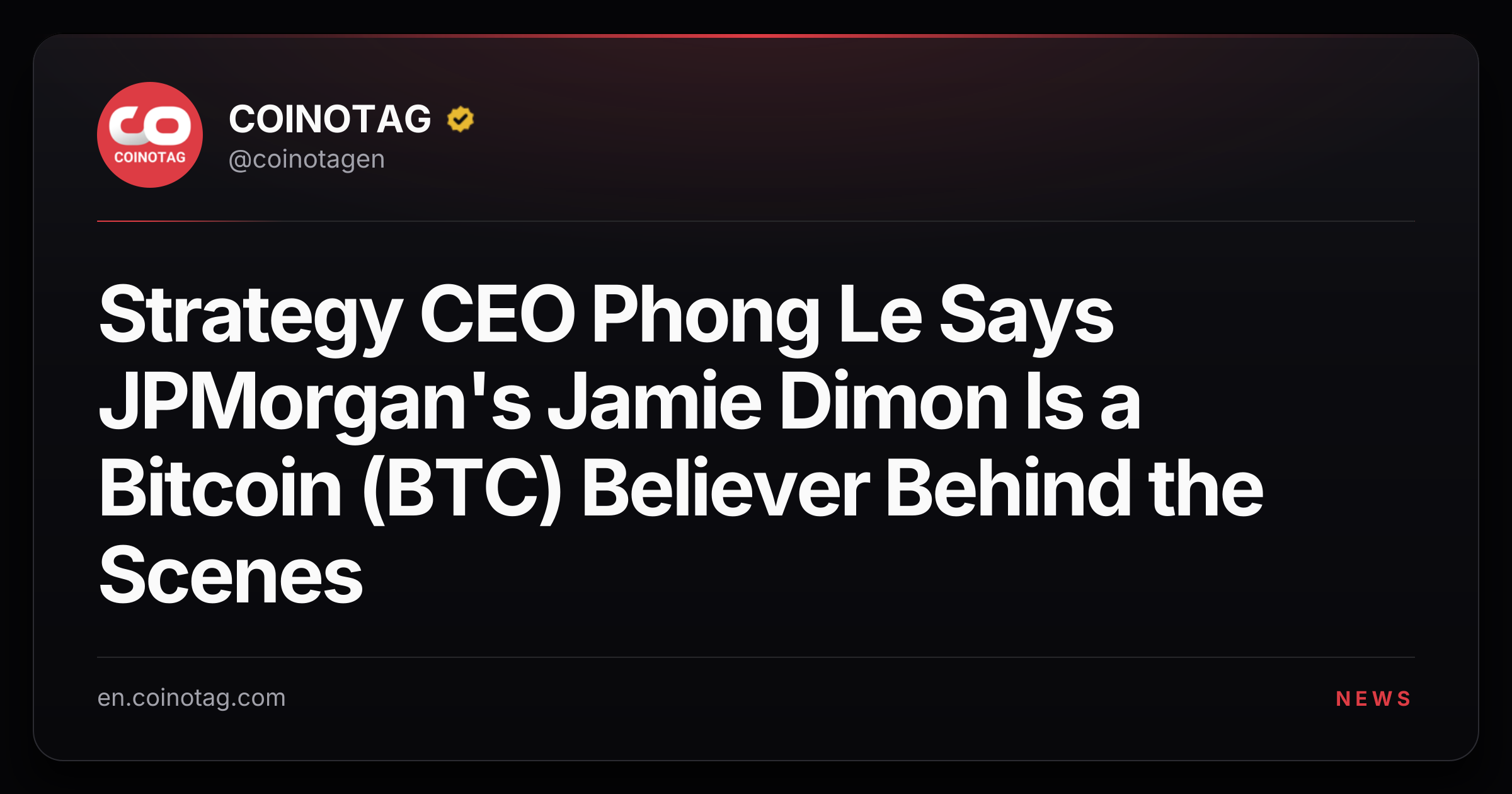 Strategy CEO Phong Le Says JPMorgan's Jamie Dimon Is a Bitcoin (BTC) Believer Behind the Scenes