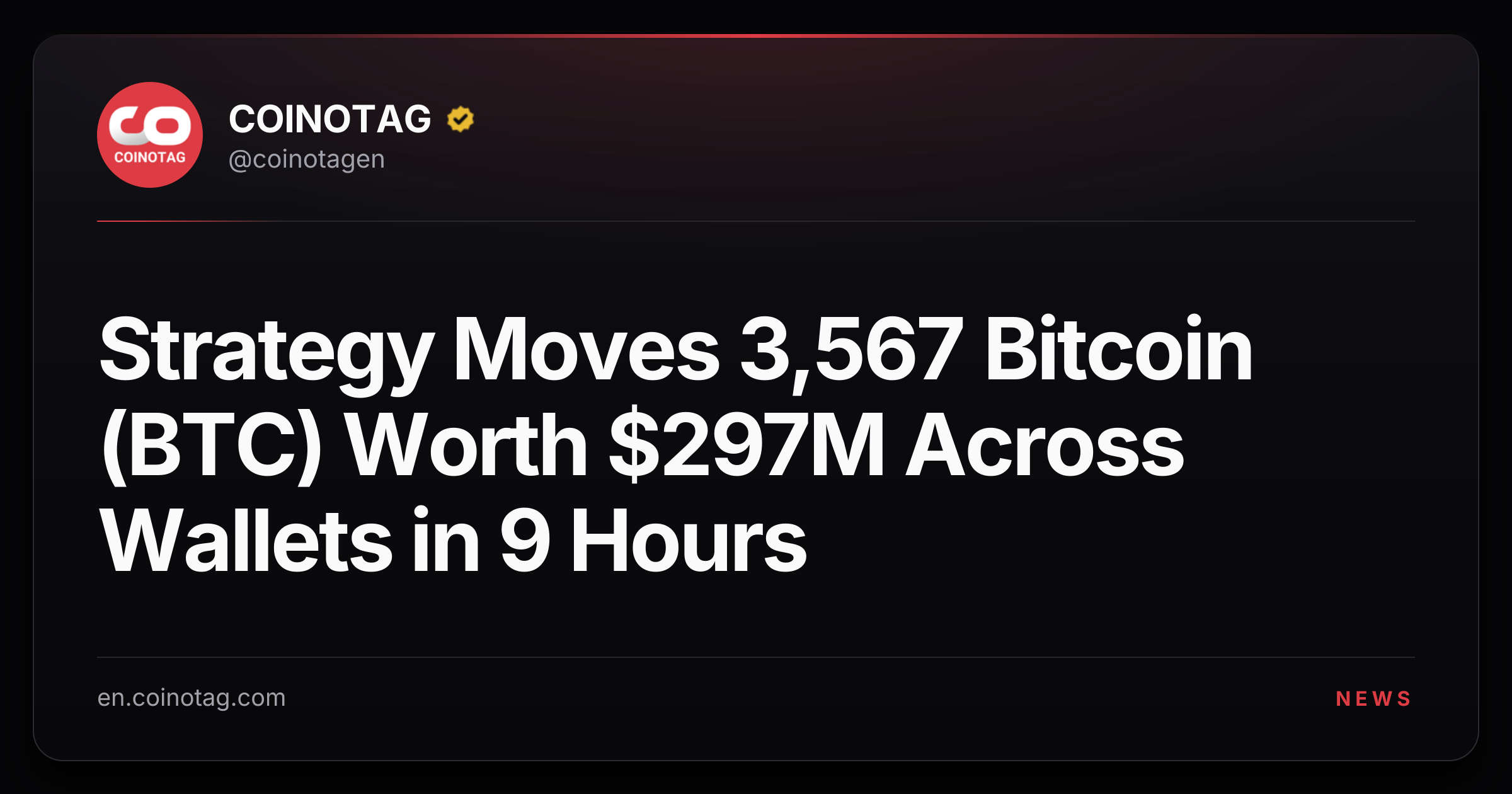 Strategy Moves 3,567 Bitcoin (BTC) Worth $297M Across Wallets in 9 Hours