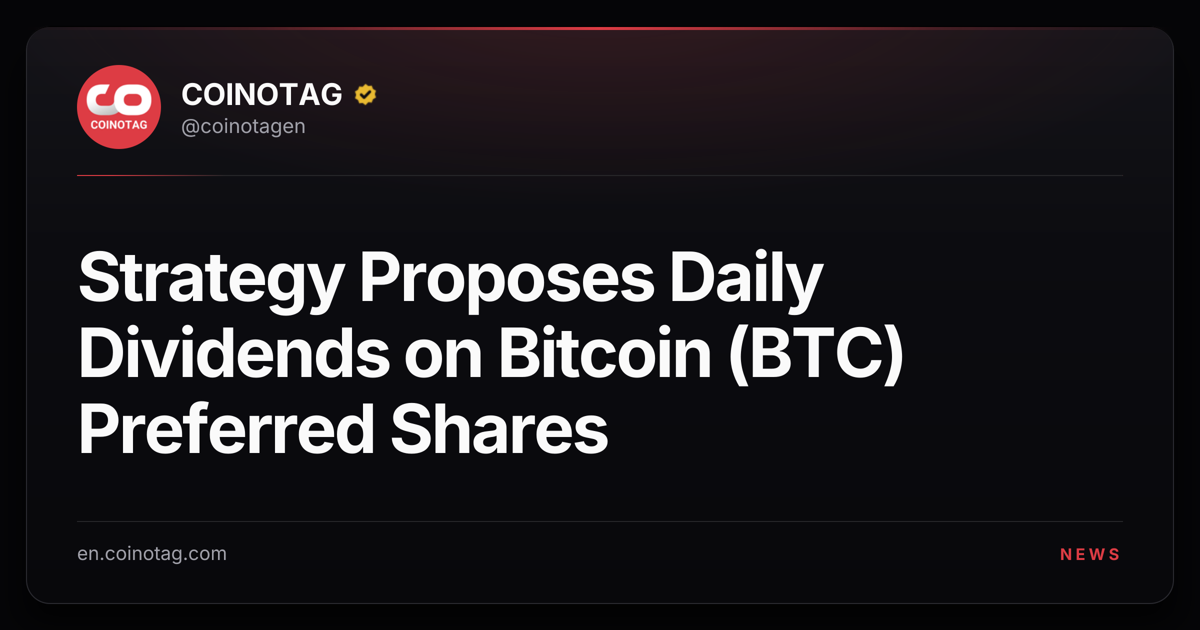 Strategy Proposes Daily Dividends on Bitcoin (BTC) Preferred Shares