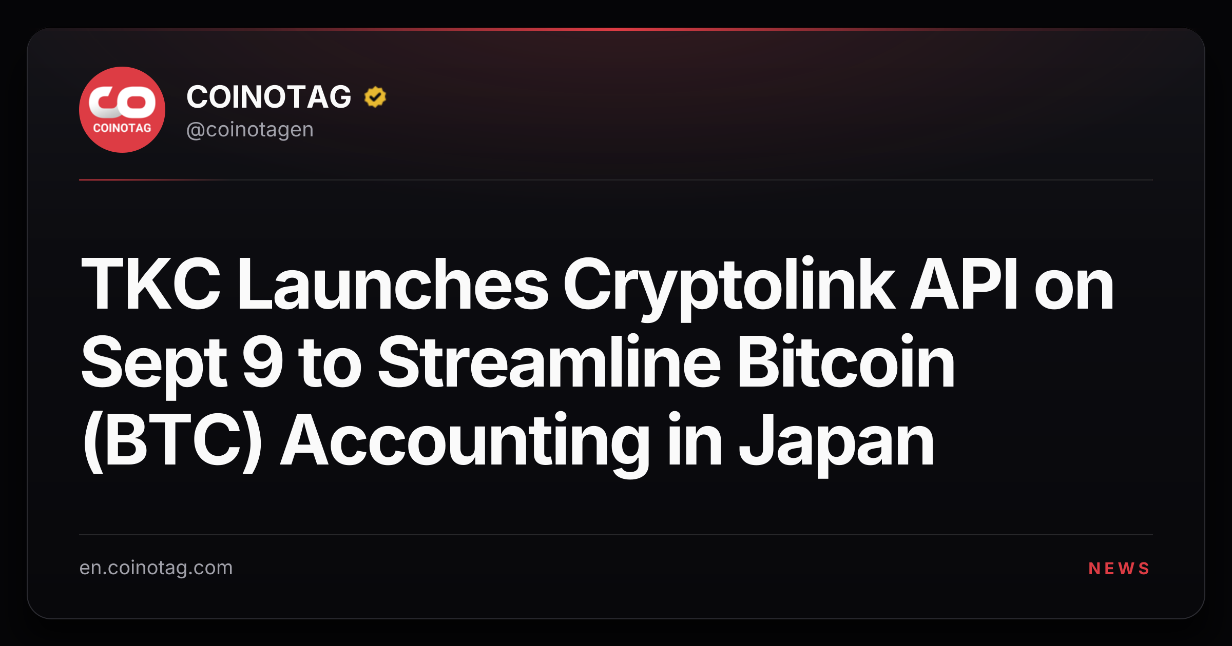 TKC Launches Cryptolink API on Sept 9 to Streamline Bitcoin (BTC) Accounting in Japan