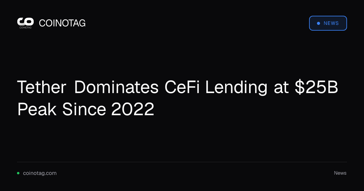 Tether Dominates CeFi Lending at $25B Peak Since 2022
