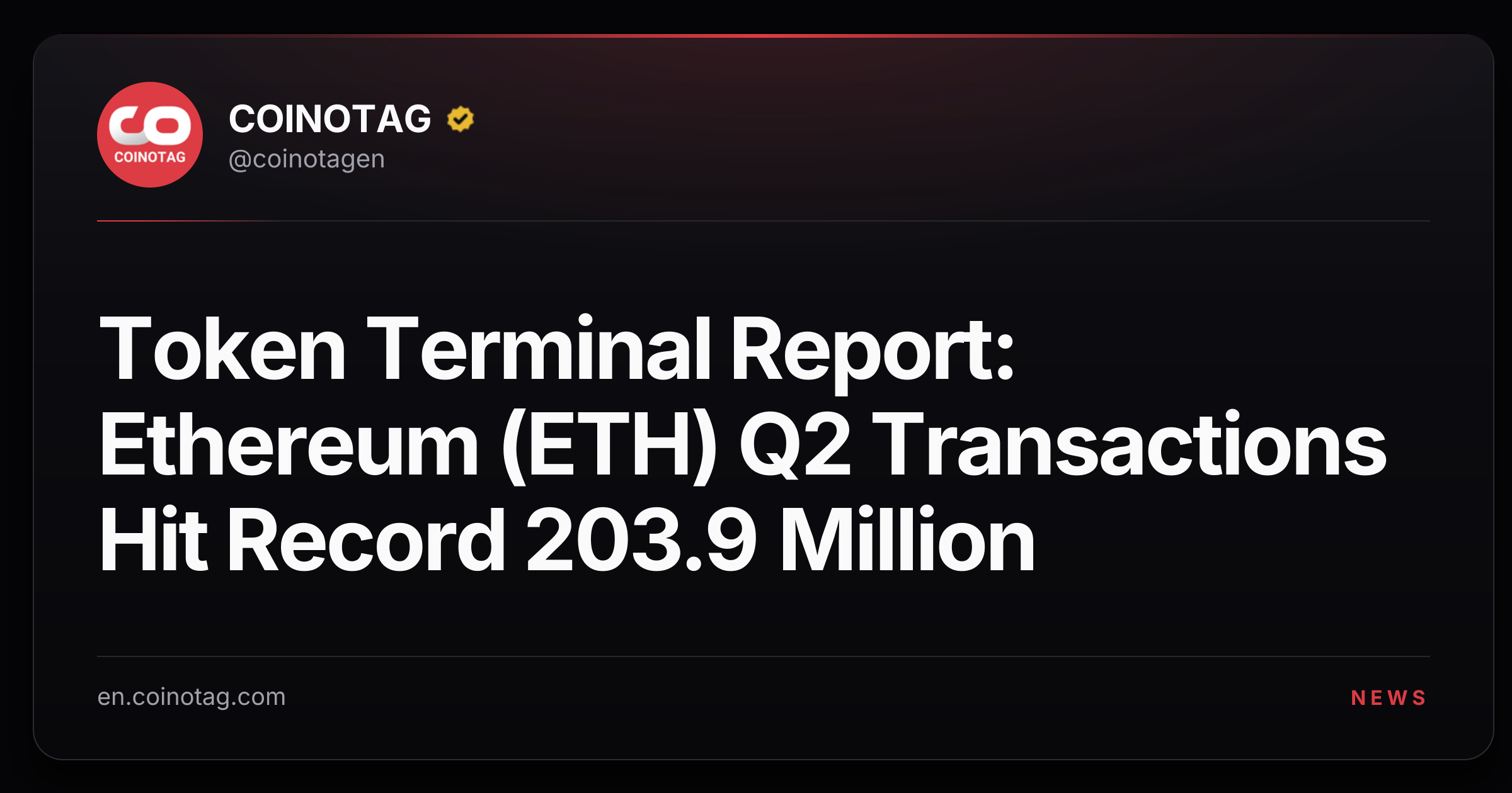 Token Terminal Report: Ethereum (ETH) Q2 Transactions Hit Record 203.9 Million