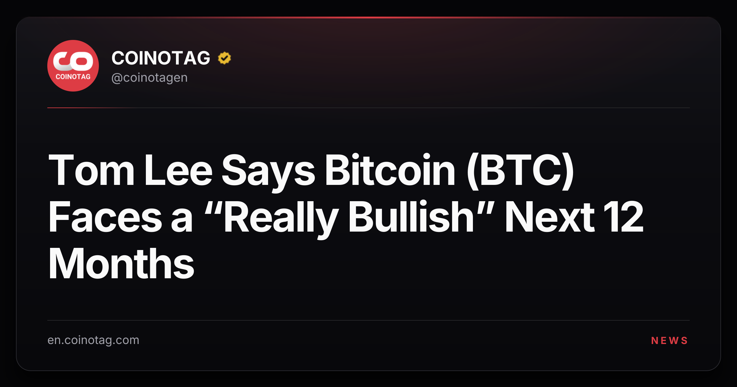 Tom Lee Says Bitcoin (BTC) Faces a “Really Bullish” Next 12 Months