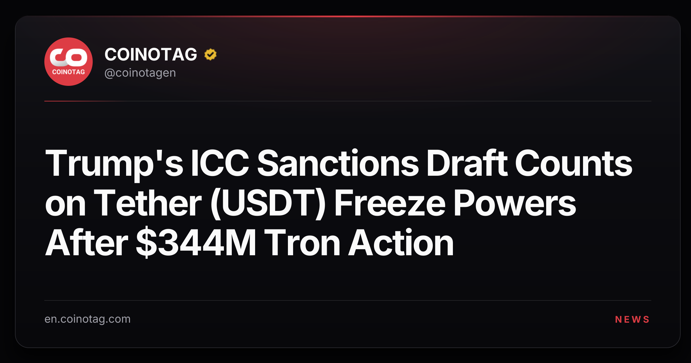 Trump's ICC Sanctions Draft Counts on Tether (USDT) Freeze Powers After $344M Tron Action