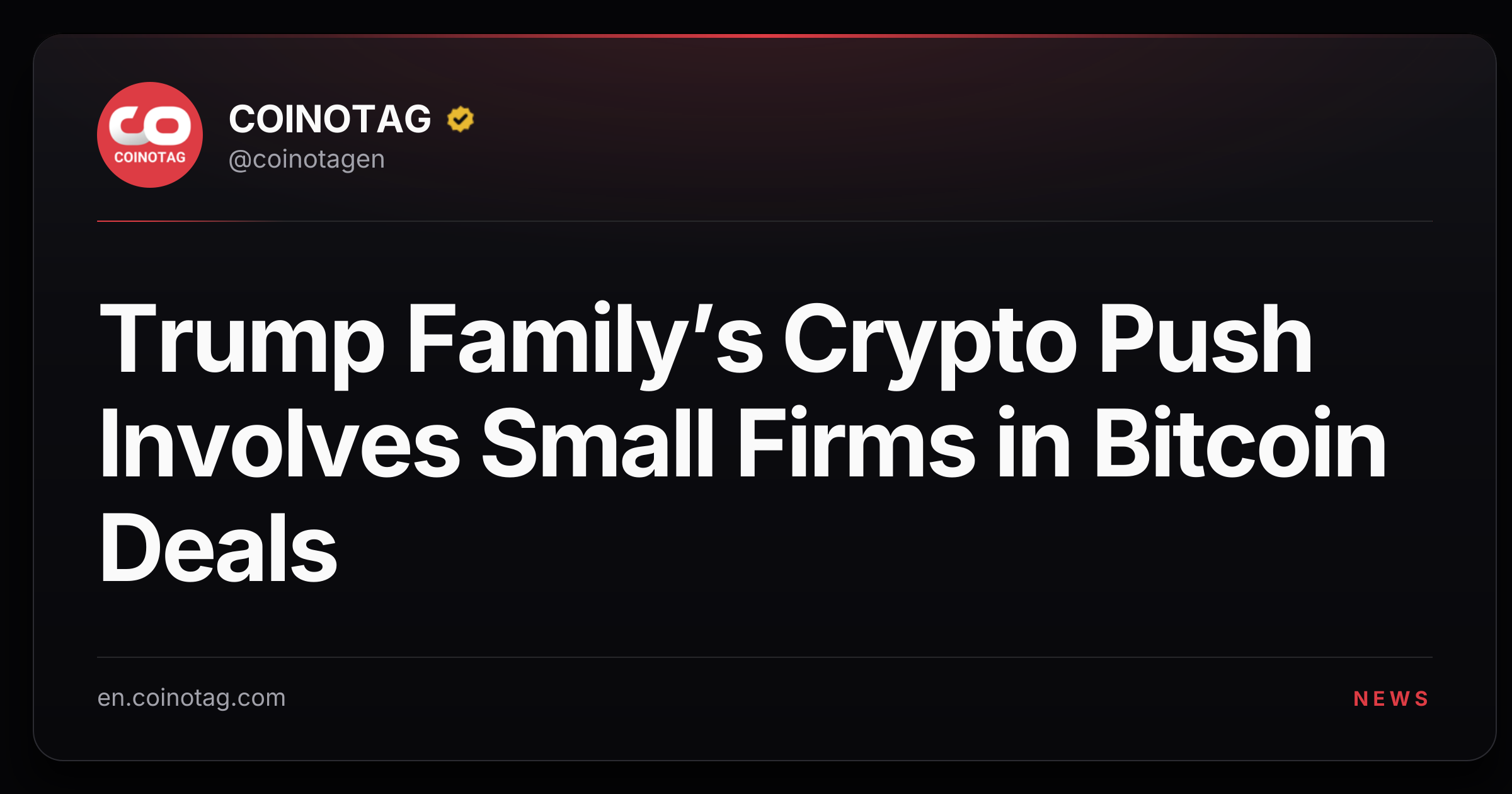 Trump Family’s Crypto Push Involves Small Firms in Bitcoin Deals