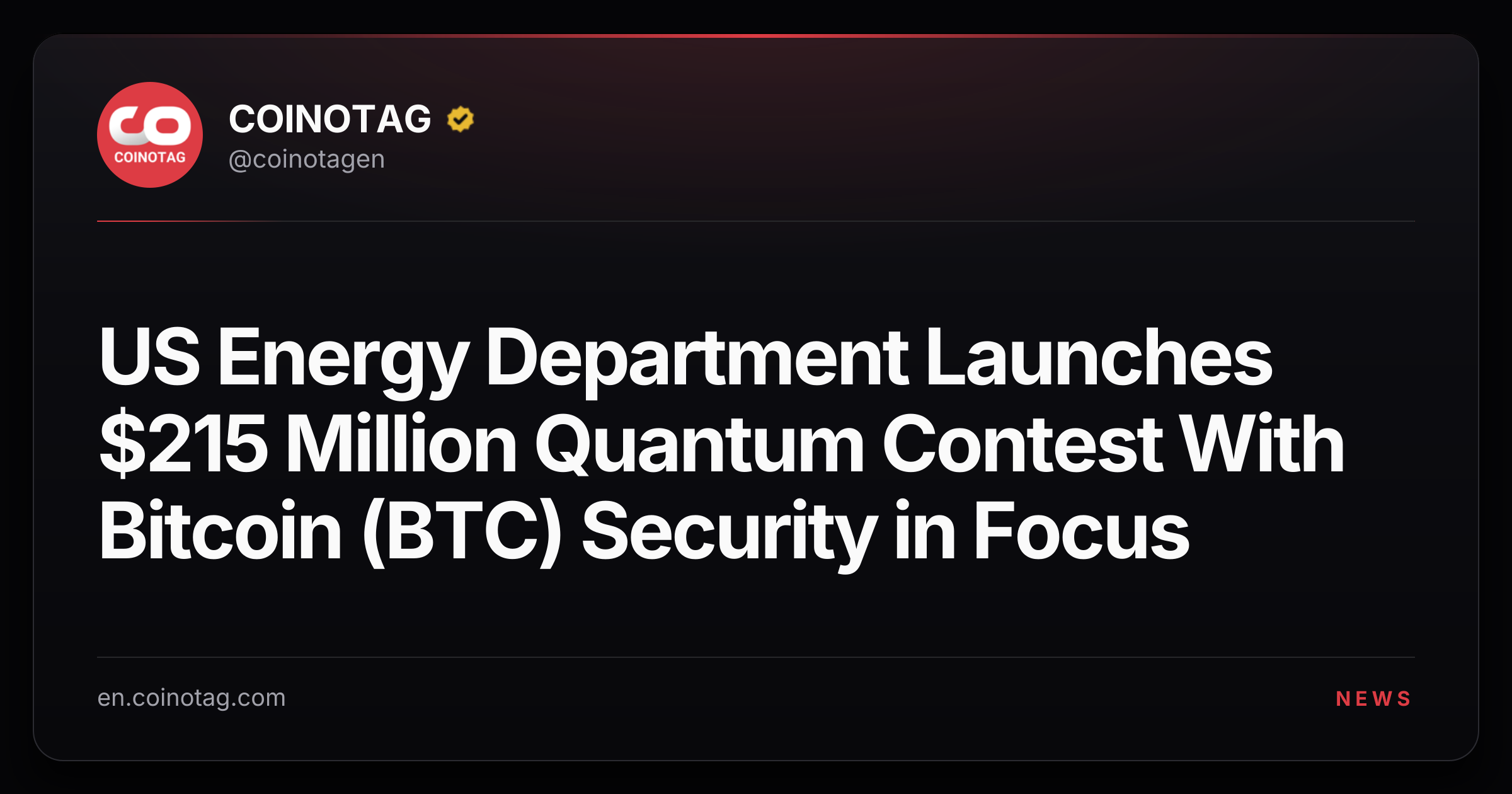 US Energy Department Launches $215 Million Quantum Contest With Bitcoin (BTC) Security in Focus