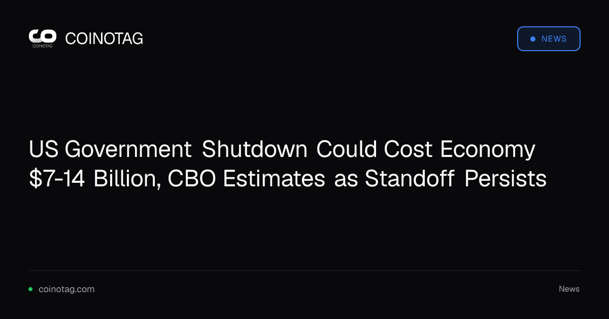 US Government Shutdown Could Cost Economy $7-14 Billion, CBO Estimates as Standoff Persists