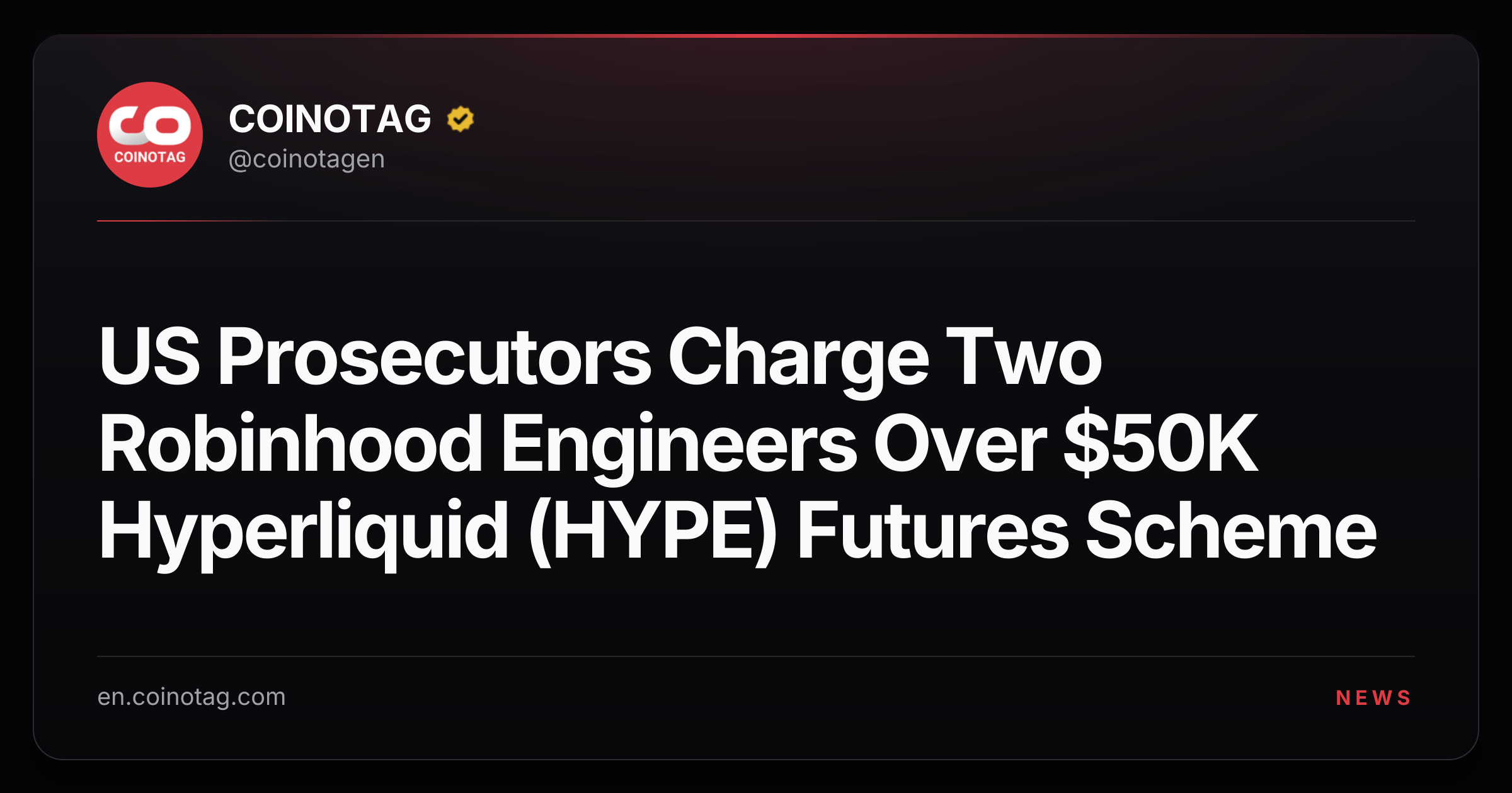 US Prosecutors Charge Two Robinhood Engineers Over $50K Hyperliquid (HYPE) Futures Scheme