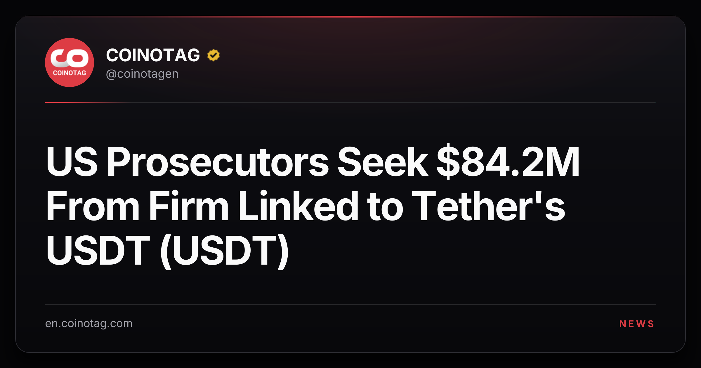 US Prosecutors Seek $84.2M From Firm Linked to Tether's USDT (USDT)