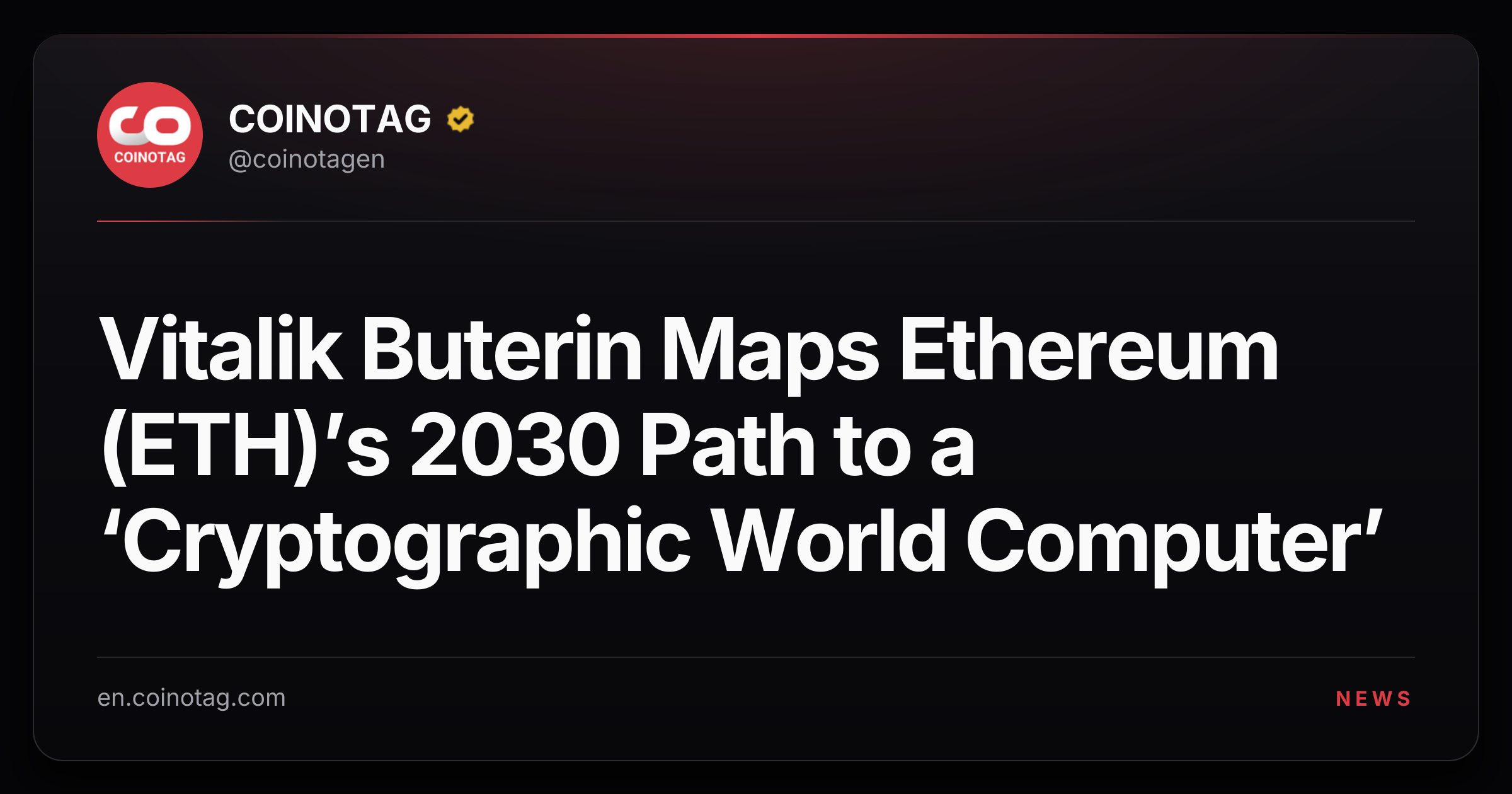 Vitalik Buterin Maps Ethereum (ETH)’s 2030 Path to a ‘Cryptographic World Computer’